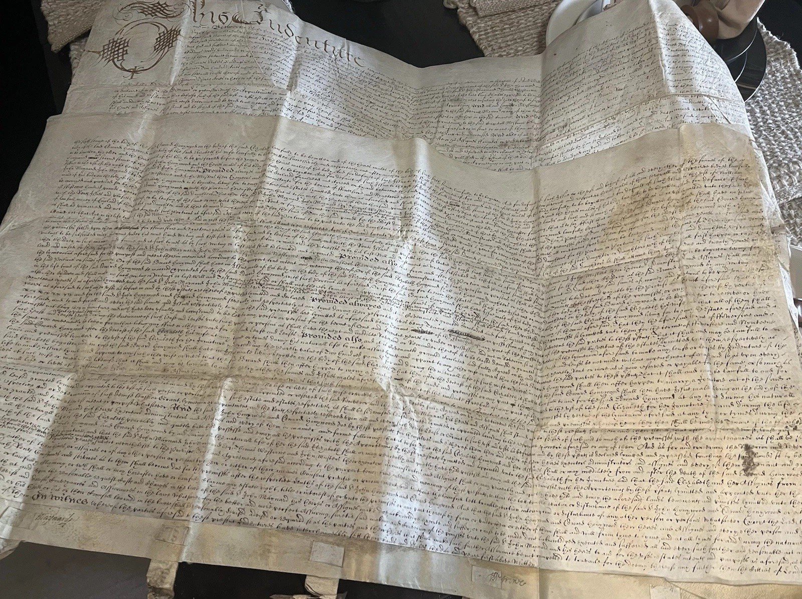 Large 18th Century Vellum Indenture Tripartite Marriage Settlement Deed