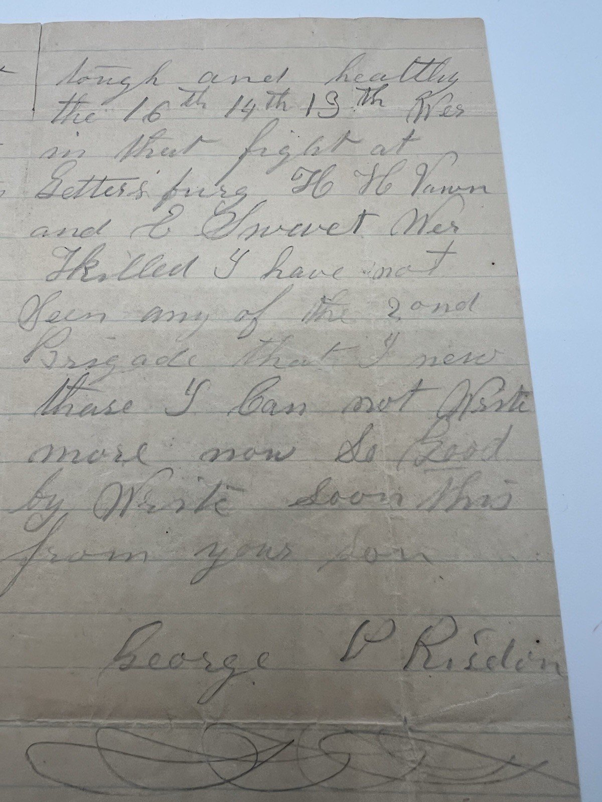 1863 Civil War Letter George P. Risdon 10th Vermont Gettysburg Campaign # 1098 photo 14