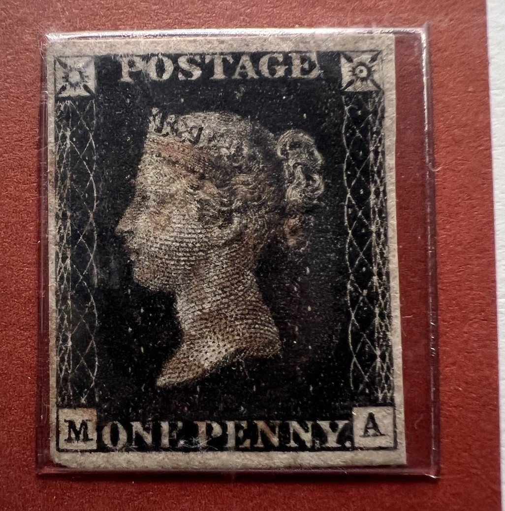 1840 Penny Black Used Stamp M-A Postal Commemorative Society Album # 1100