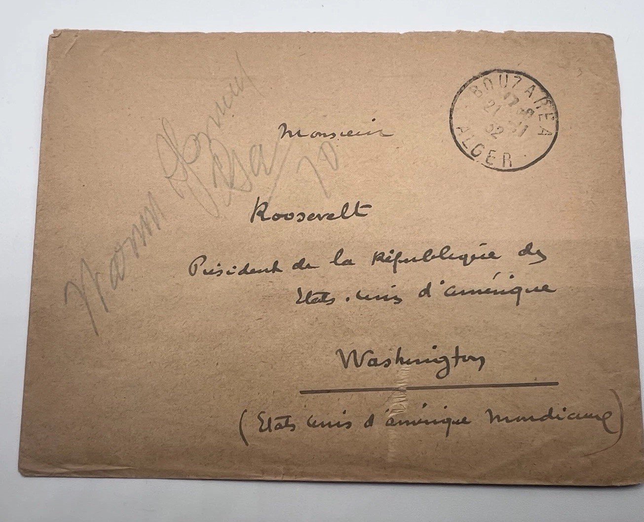 1930s Algeria Cover to President FDR Roosevelt Harmer Provenance # 1101