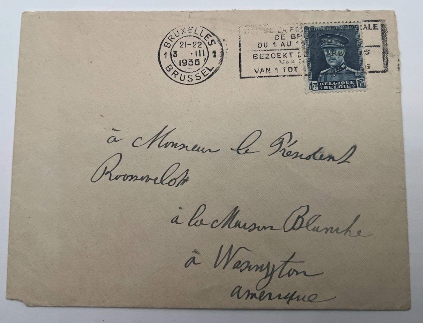 Franklin D. Roosevelt Collect Belgium Cover H.R. Harmer Presidential Mail # 1103