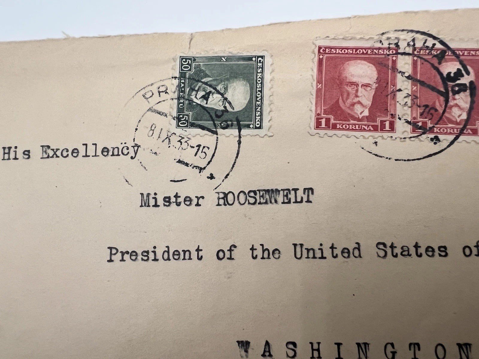 1935 FDR White House Cover Prague Czechoslovakia Roosevelt Collection # 1105 photo 4
