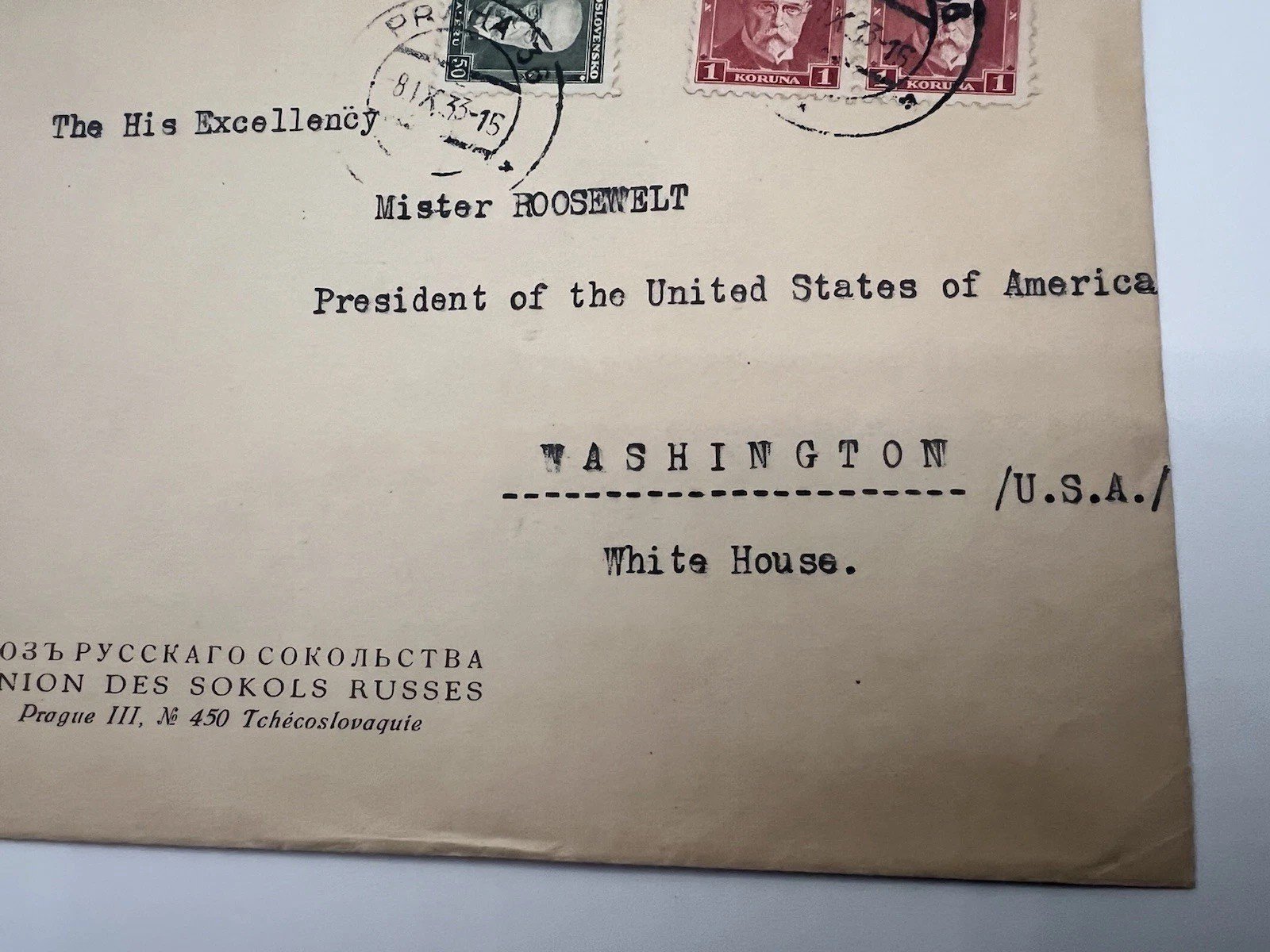 1935 FDR White House Cover Prague Czechoslovakia Roosevelt Collection # 1105 photo 5
