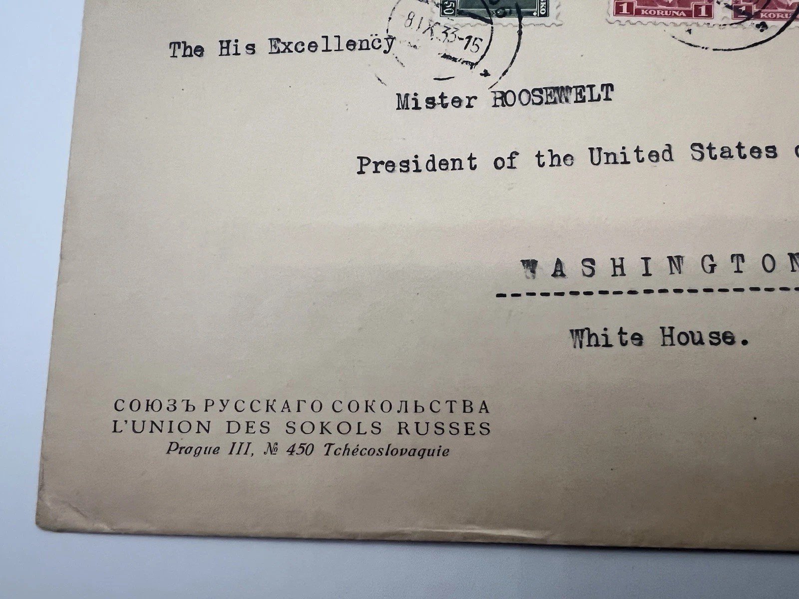 1935 FDR White House Cover Prague Czechoslovakia Roosevelt Collection # 1105 photo 6