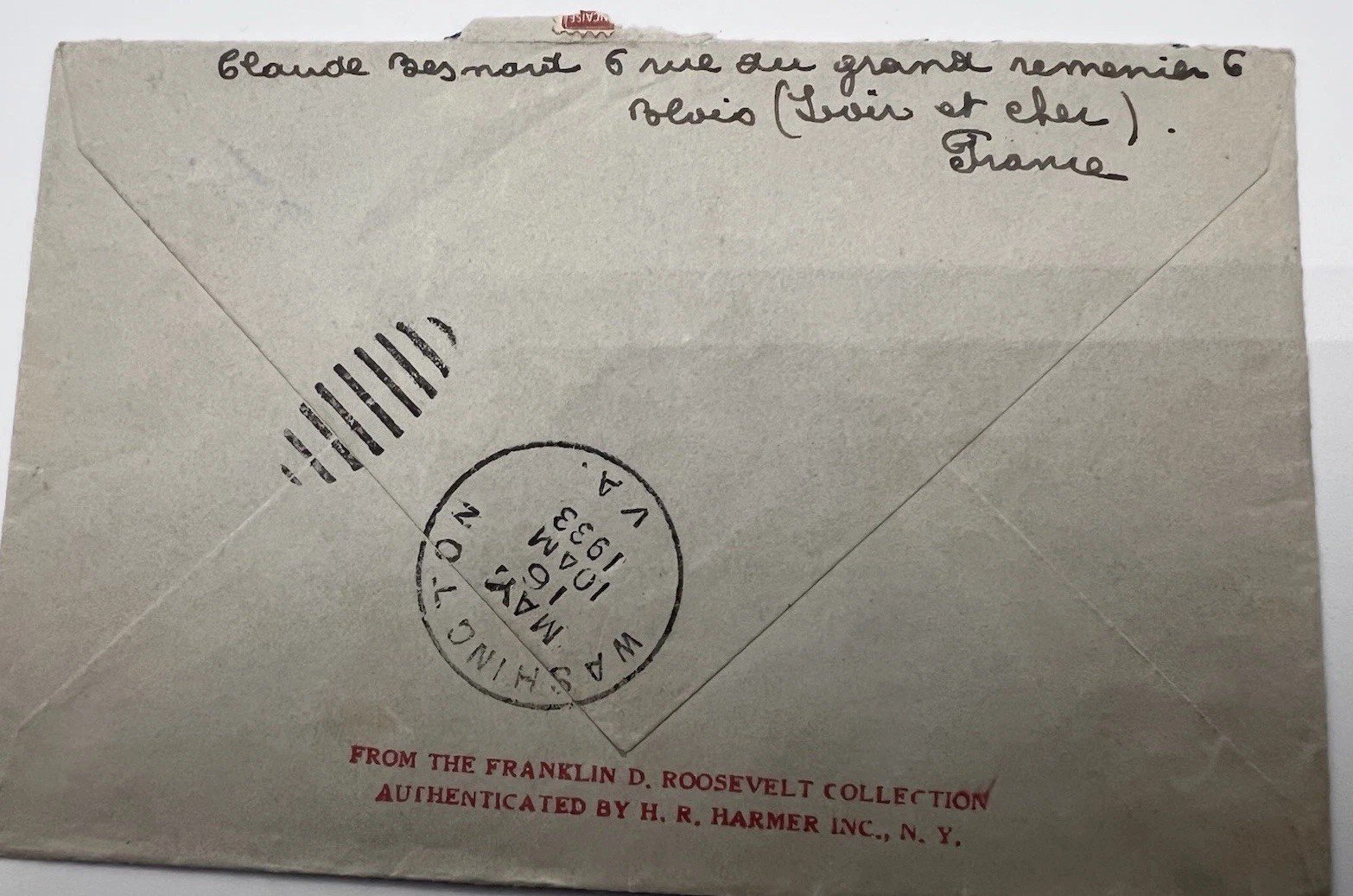 1933 FDR White House Cover France Roosevelt Collection Harmer  # 1106 photo 8