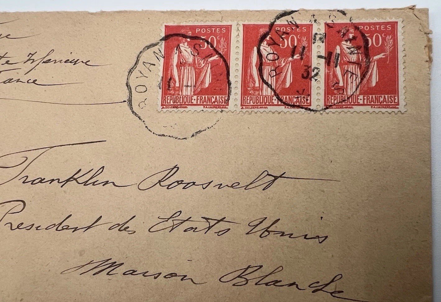 FDR Collection French Cover to White House H.R. Harmer Authenticated # 1107 photo 3