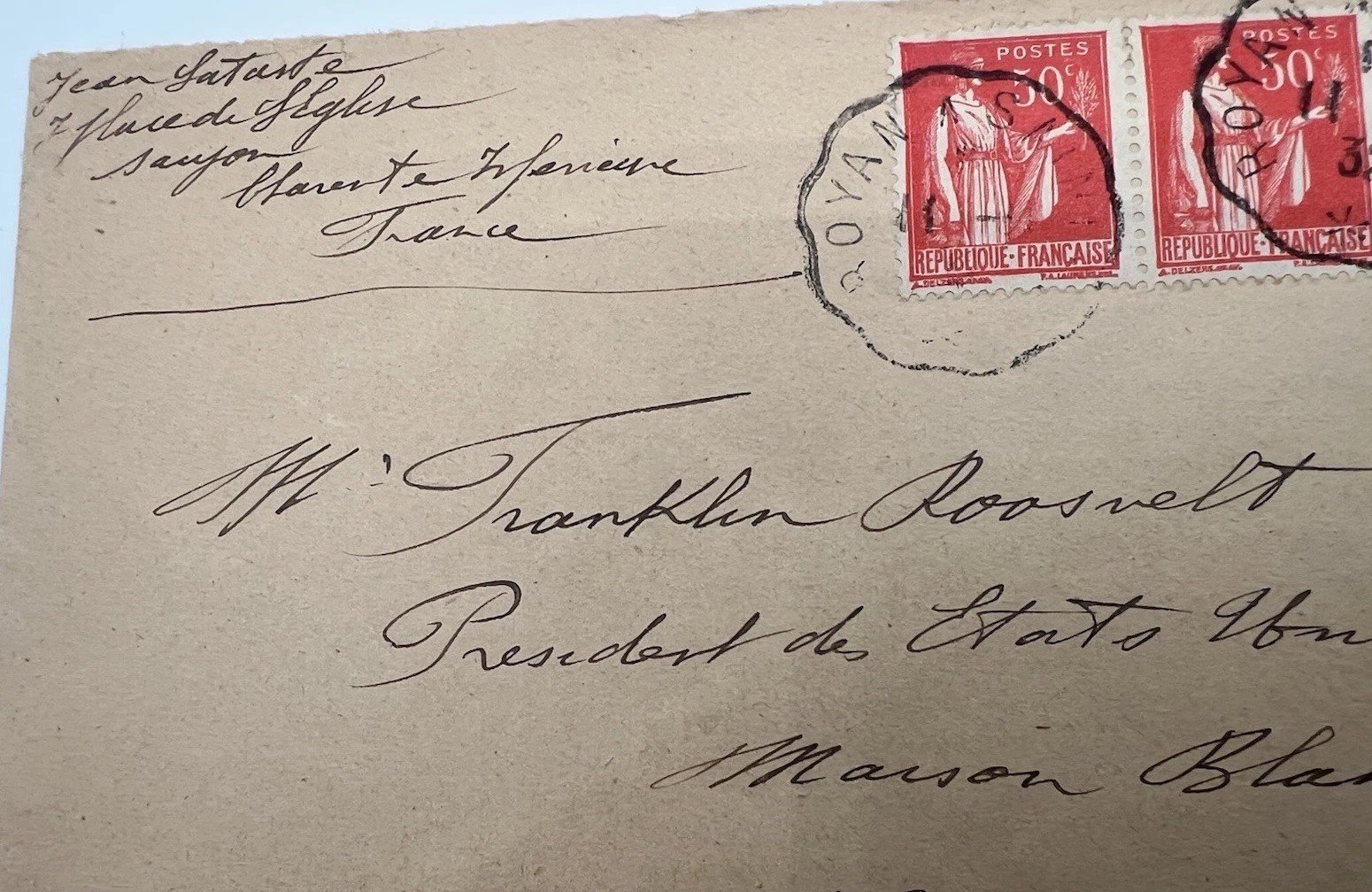 FDR Collection French Cover to White House H.R. Harmer Authenticated # 1107 photo 4
