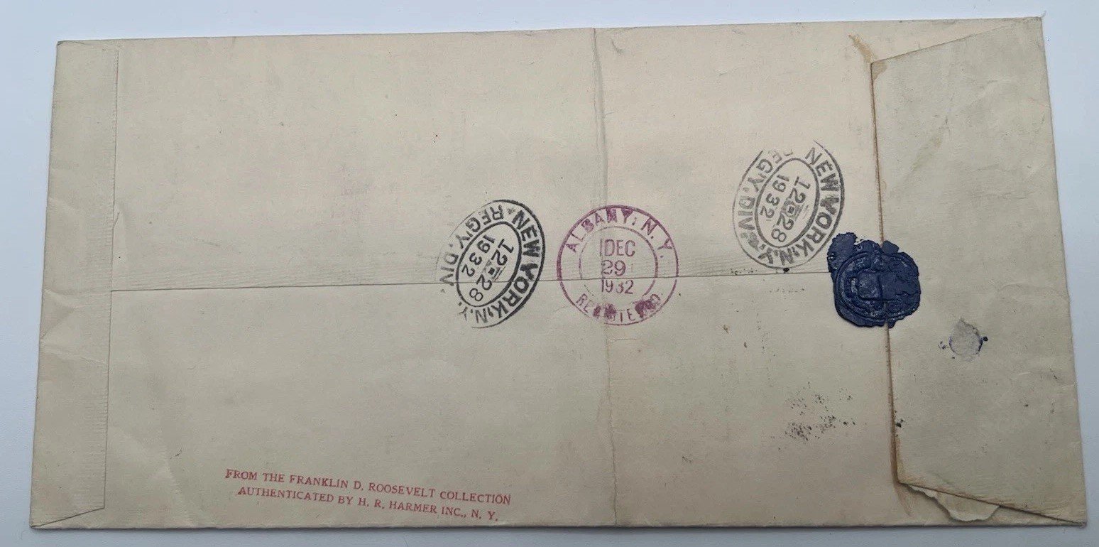 FDR President-Elect 1932 Registered France Cover Harmer Authenticated # 1108 photo 6