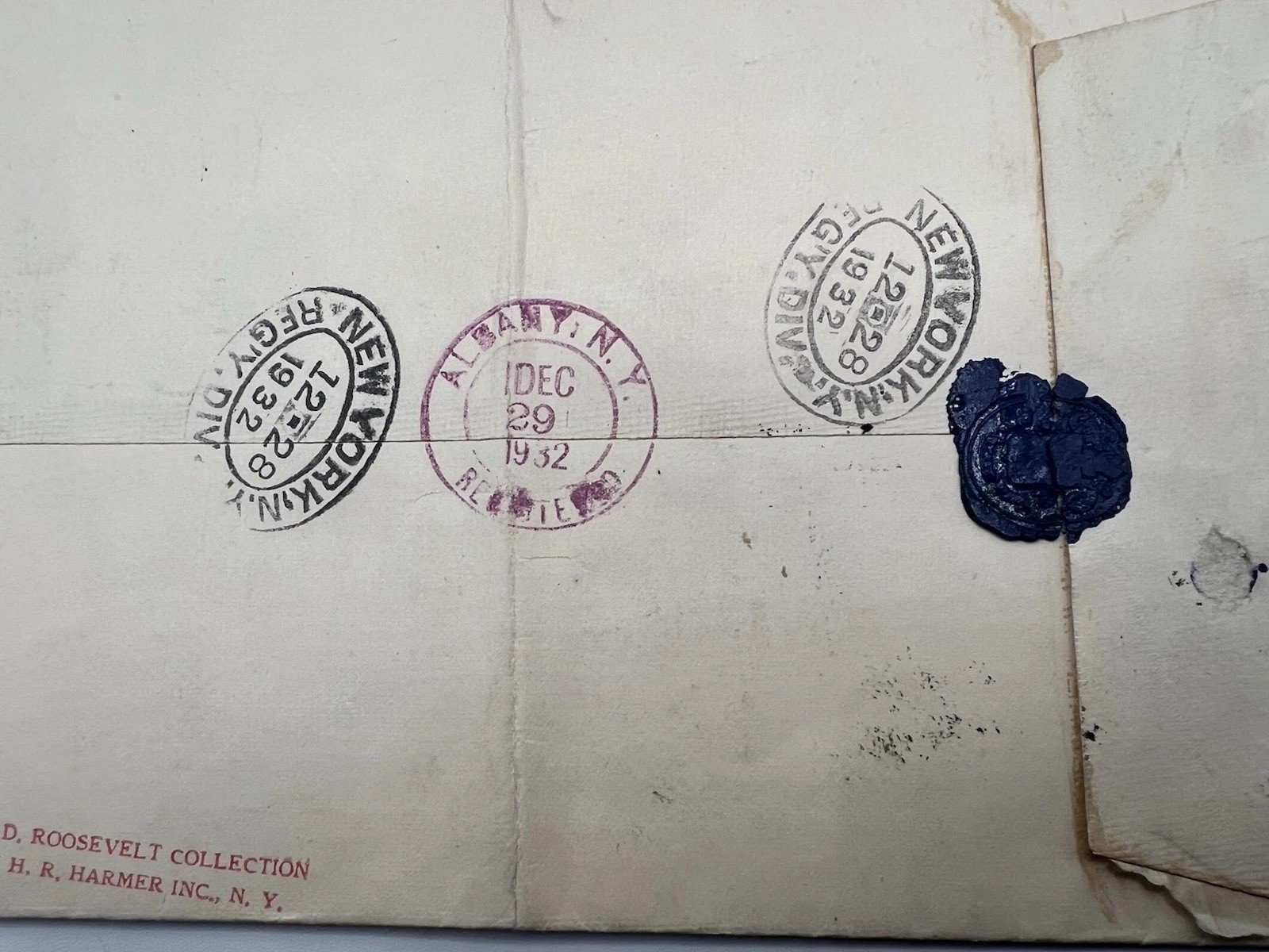 FDR President-Elect 1932 Registered France Cover Harmer Authenticated # 1108 photo 7