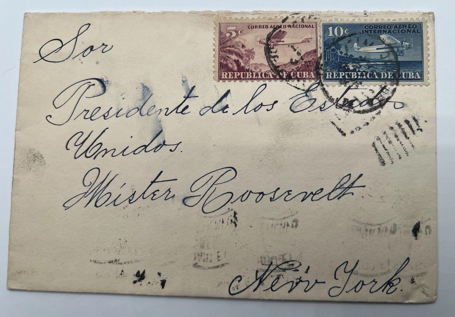 1933 Cuba Airmail Cover to Franklin Roosevelt H.R. Harmer Authenticated # 1110