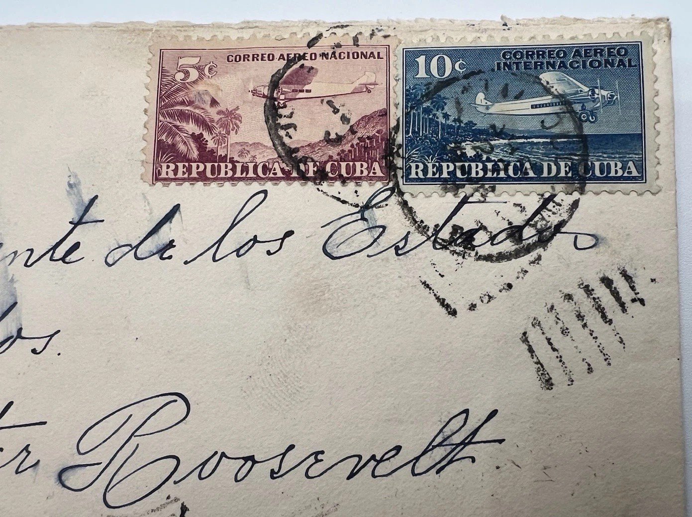 1933 Cuba Airmail Cover to Franklin Roosevelt H.R. Harmer Authenticated # 1110 photo 3