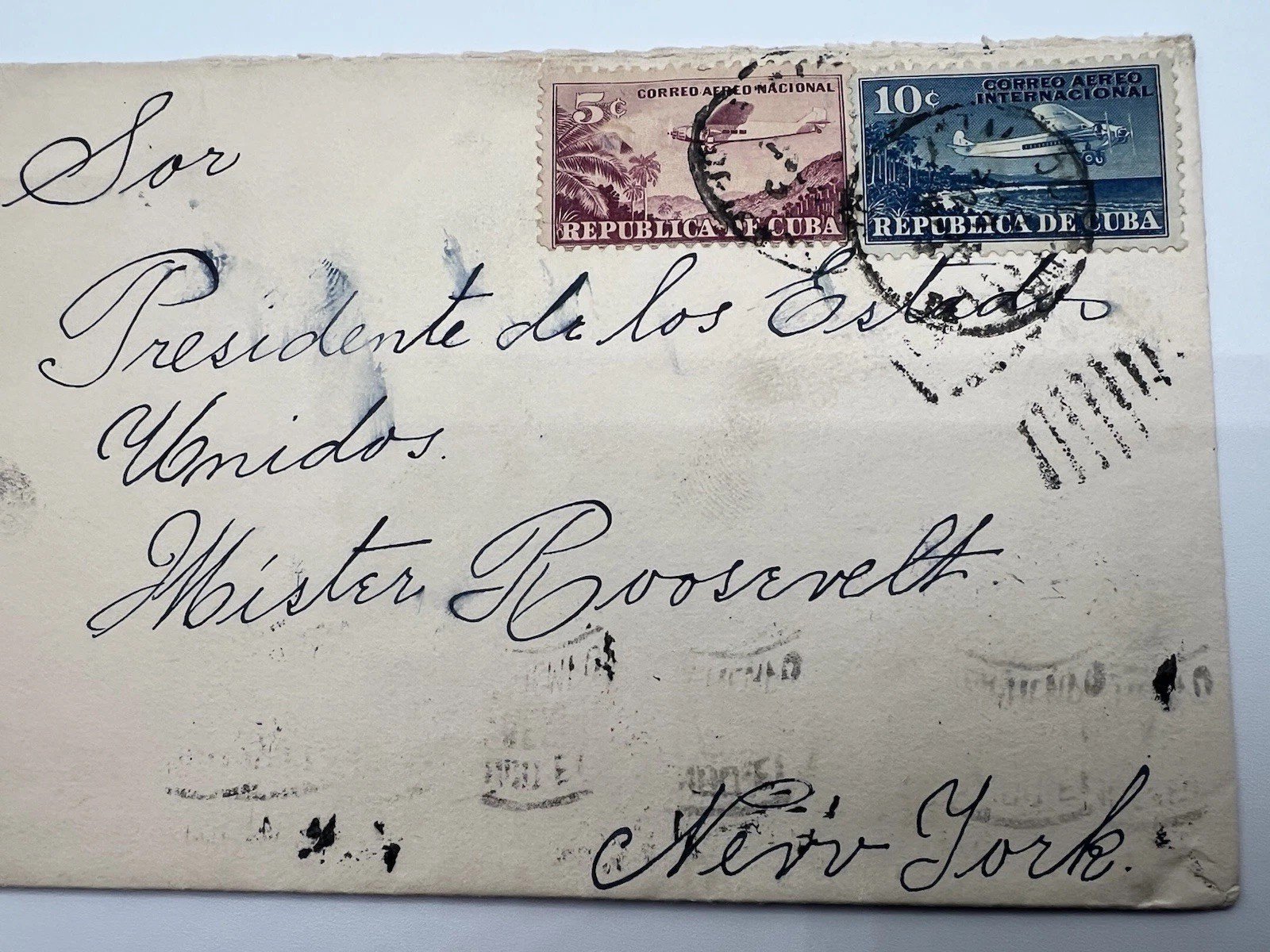 1933 Cuba Airmail Cover to Franklin Roosevelt H.R. Harmer Authenticated # 1110 photo 4