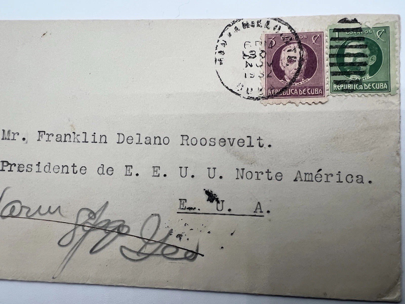 1932 Cuba Cover to President-Elect Franklin D Roosevelt Collection Harmer # 1112 photo 4