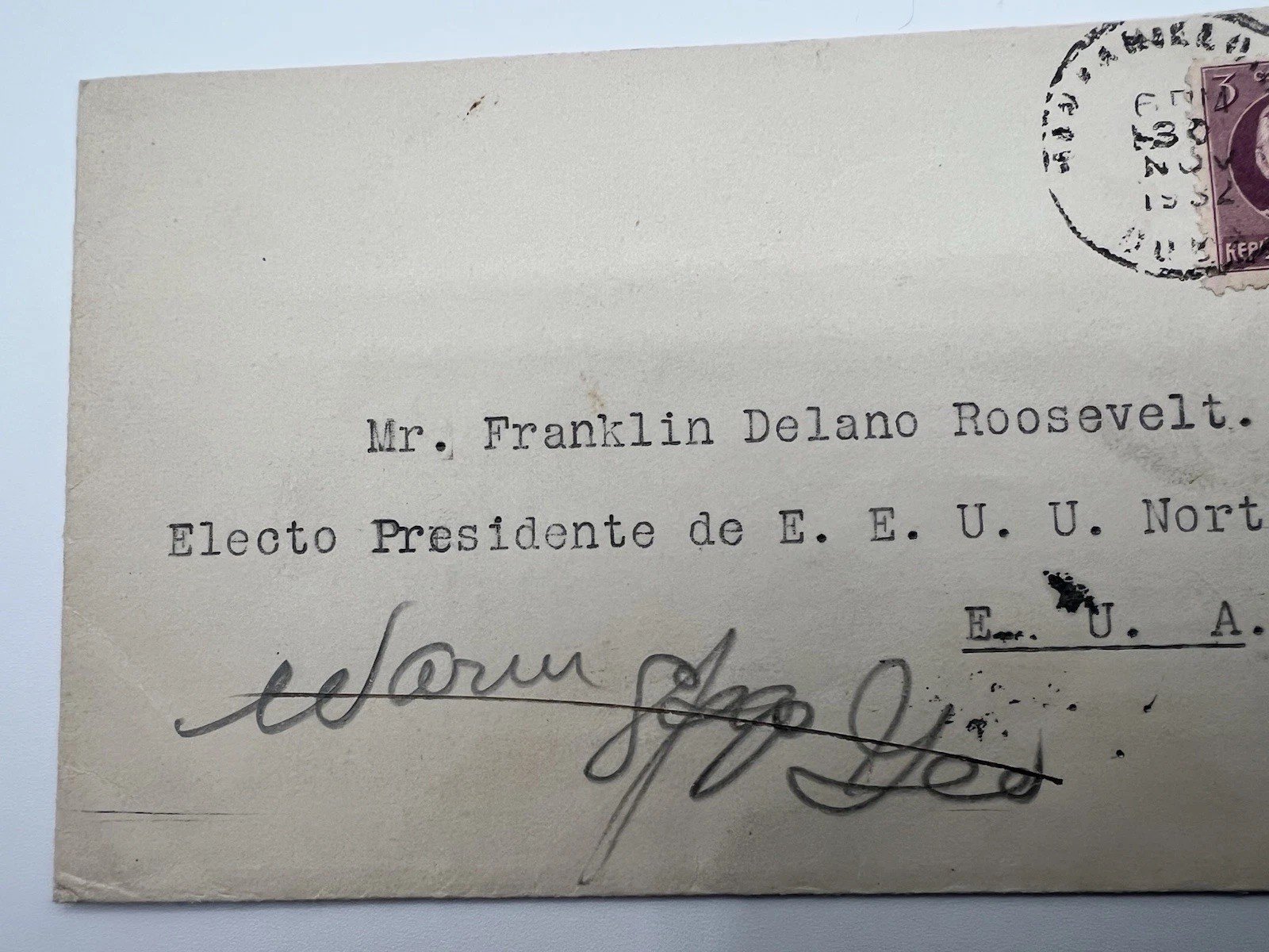 1932 Cuba Cover to President-Elect Franklin D Roosevelt Collection Harmer # 1112 photo 5
