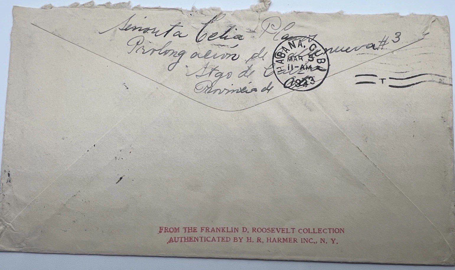 1933 Cuba Cover to FDR Franklin D. Roosevelt H.R. Harmer Provenance # 1115 photo 5