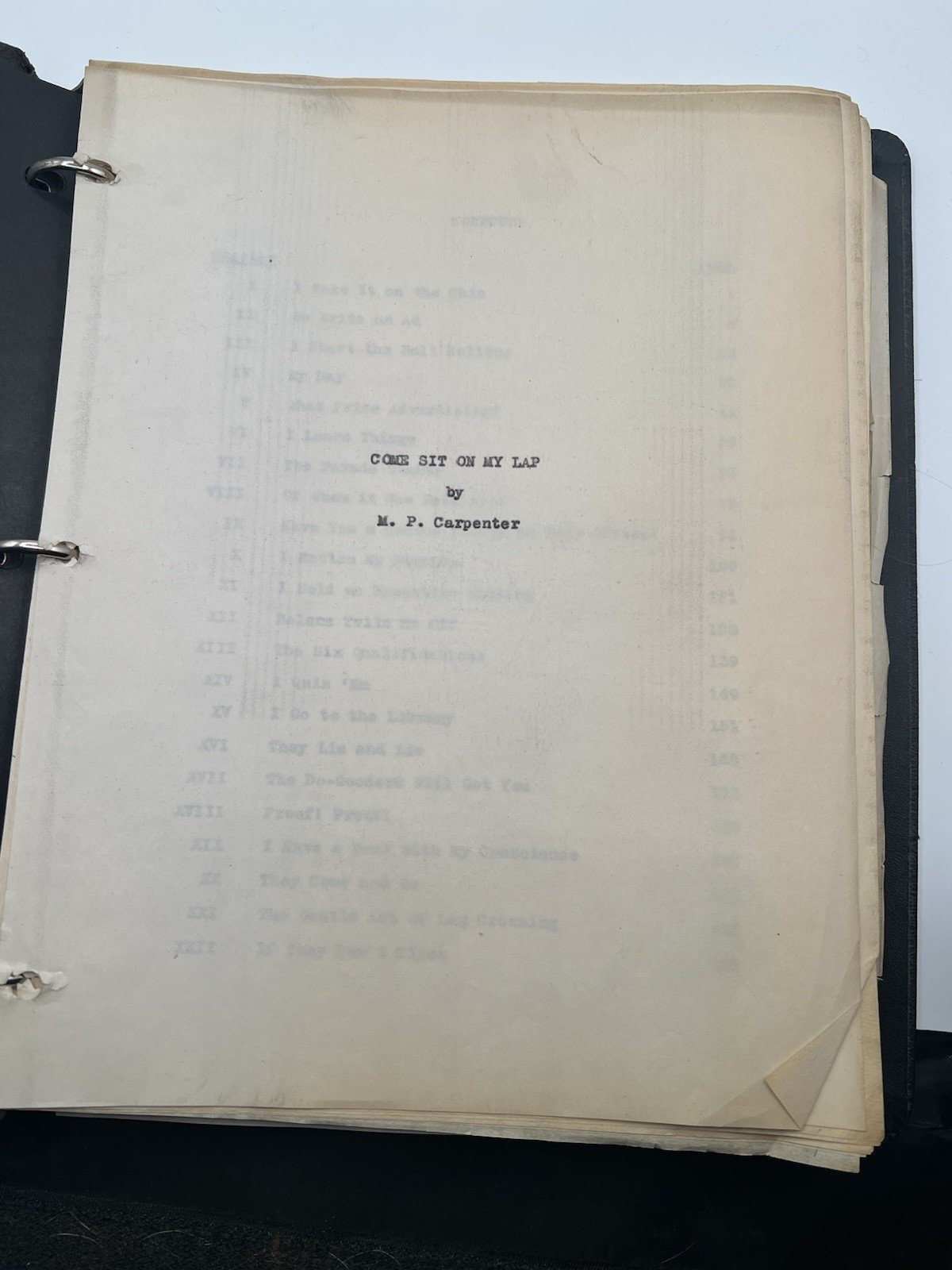 Vintage Typed Manuscript Come Sit on My Lap by M.P. Carpenter 292pp # 1116