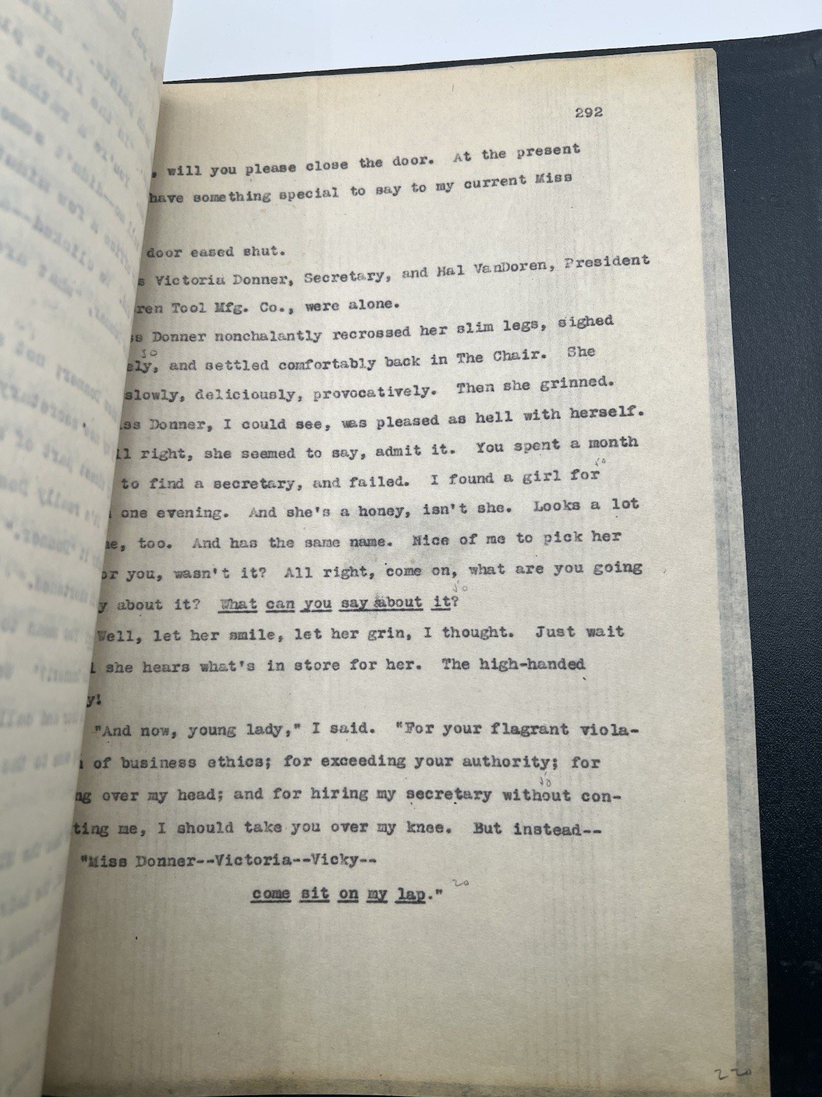 Vintage Typed Manuscript Come Sit on My Lap by M.P. Carpenter 292pp # 1116 photo 6