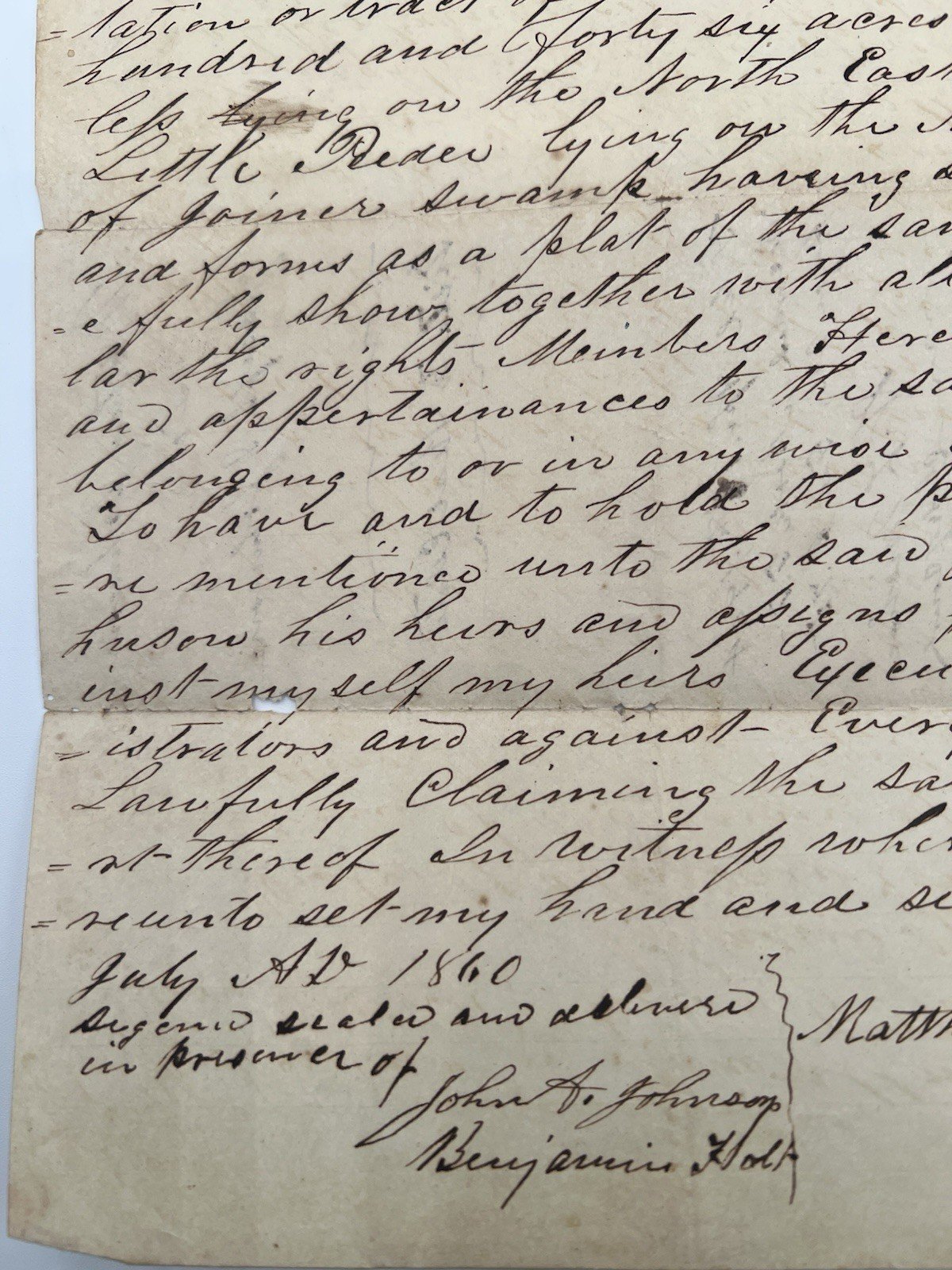 1860 South Carolina Horry District 146-Acre Land Deed Little Pee Dee # 1118 photo 4