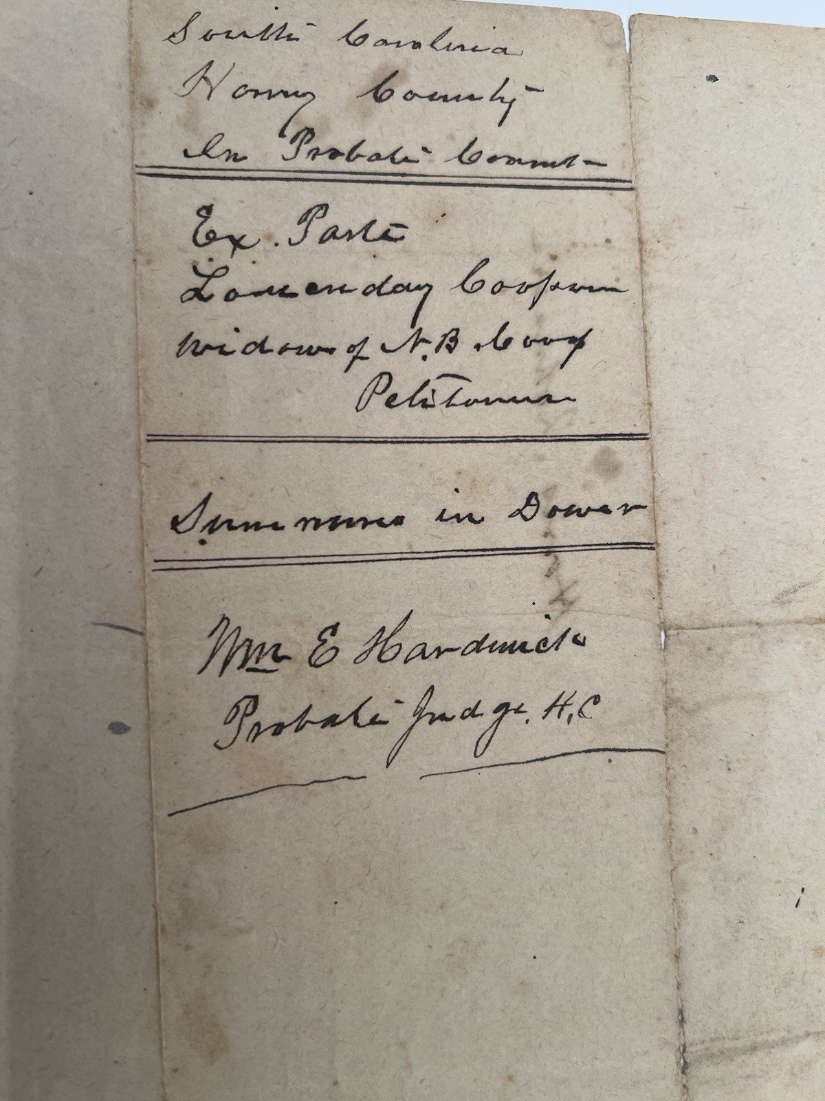 1899 SC Horry County Loucinda Cooper 807-Acre Dower Summons # 1120 photo 7