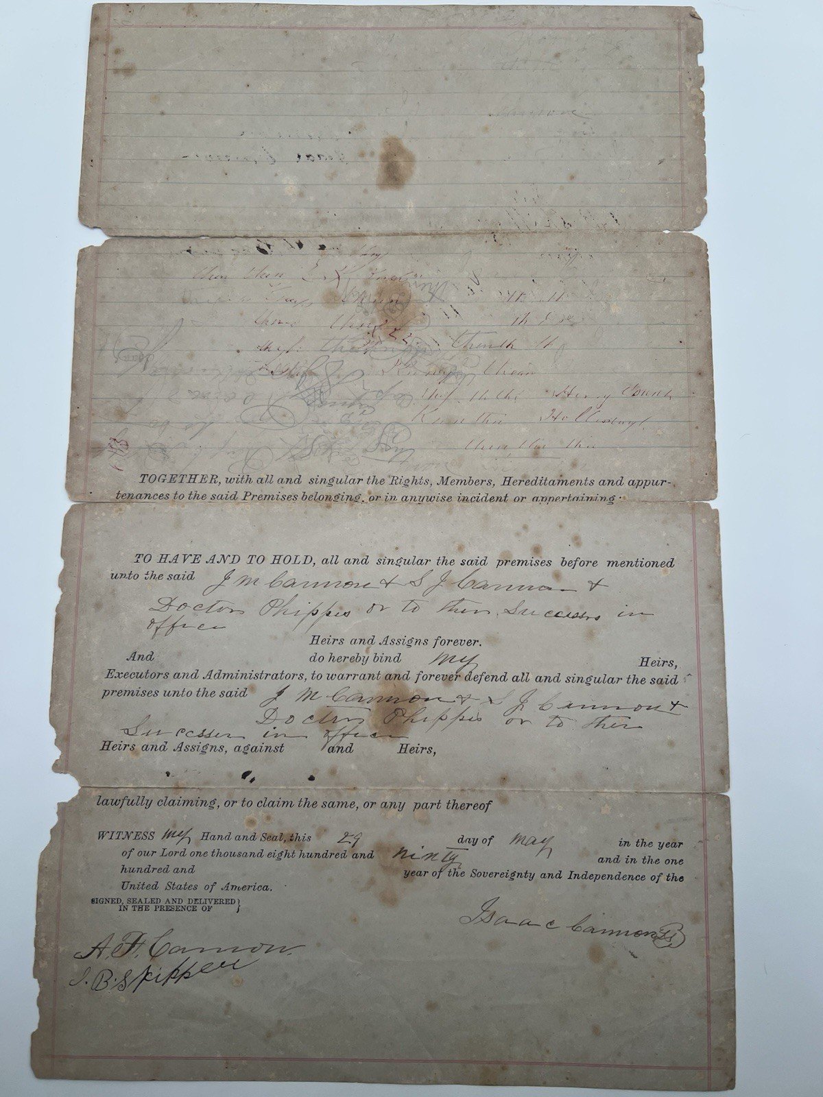 1890 Horry County SC Isaac Cannon One-Acre Church Land Deed # 1122 photo 8