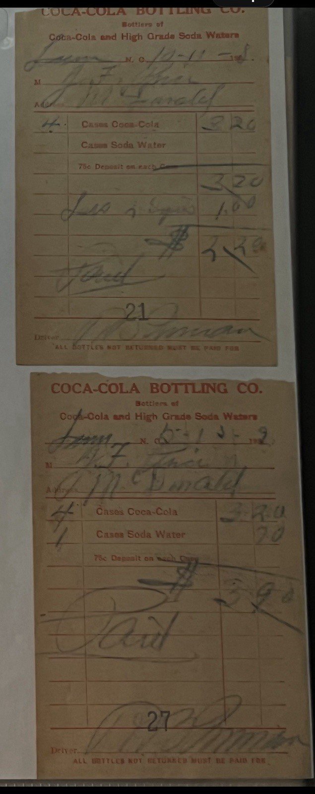 1920s Lumberton NC Coca-Cola & Nehi Bottling Receipts Lot of 8        # 1125 photo 4
