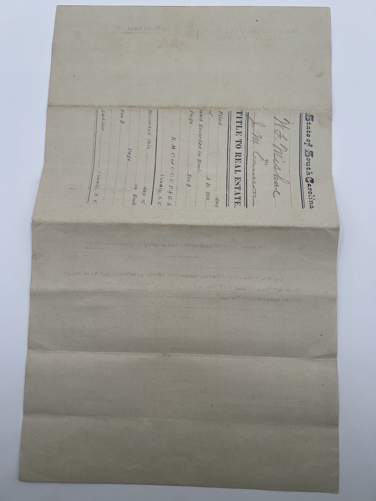 1905 Horry County SC Land Deed W.F. Mishoe to James M. Cannon 60 Acres # 1129 photo 4