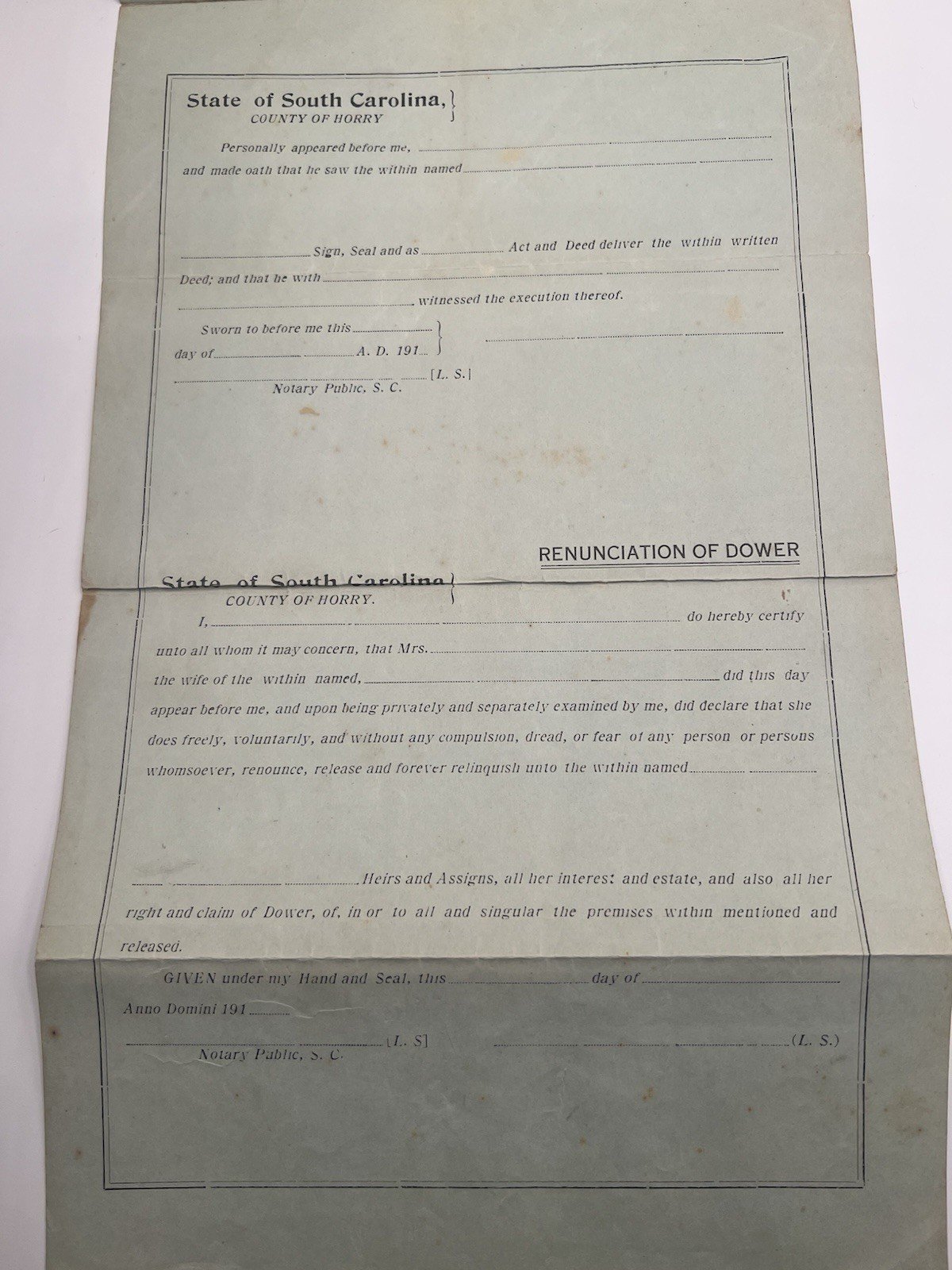 1918 Horry County SC Land Deed Draft - Mishoe Cannon Estate 300 Acres # 1132 photo 3