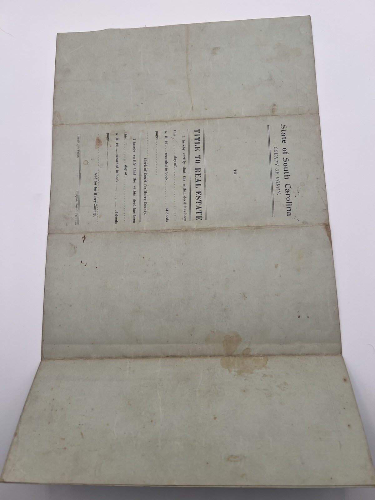 1918 Horry County SC Land Deed Draft - Mishoe Cannon Estate 300 Acres # 1132 photo 4