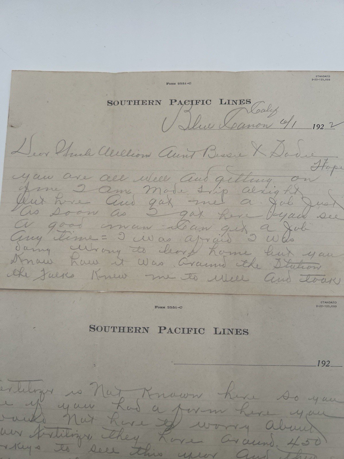 1922 Southern Pacific Blue Canyon CA 4-Page Snow Shed Railroad Letter # 1138 photo 2