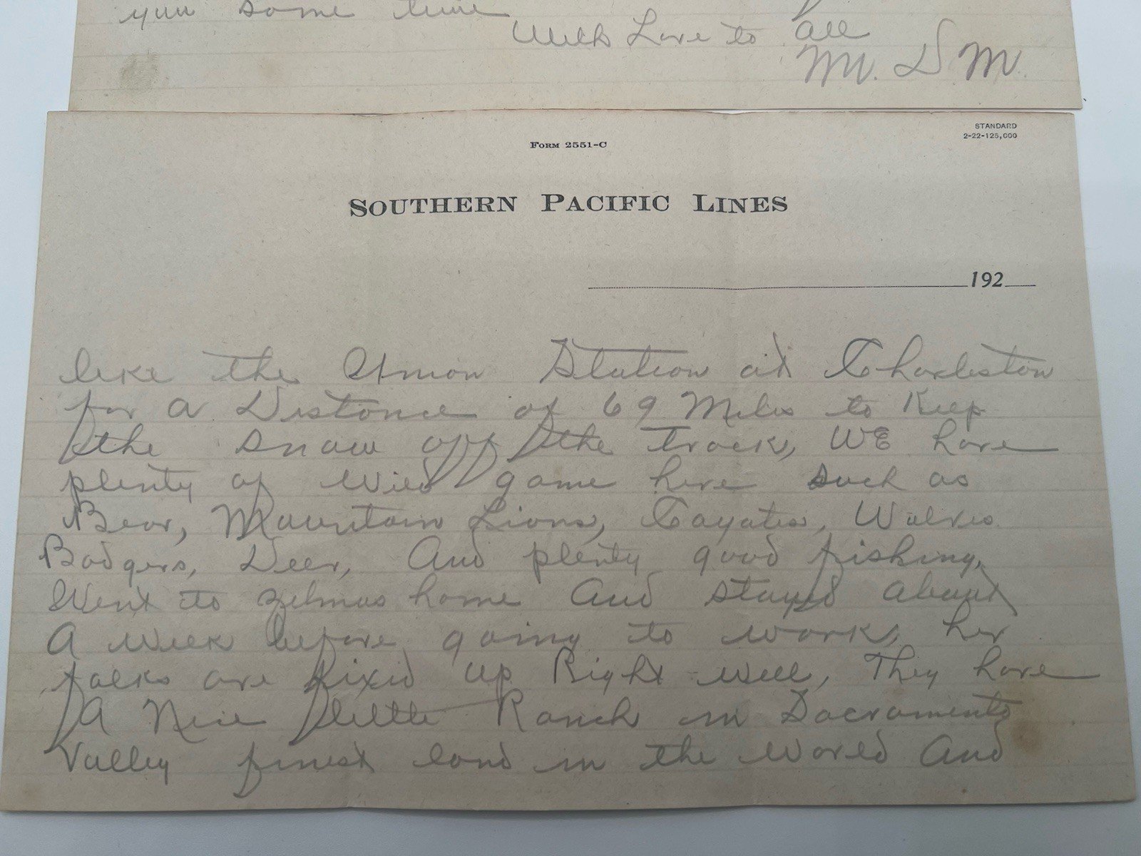 1922 Southern Pacific Blue Canyon CA 4-Page Snow Shed Railroad Letter # 1138 photo 5