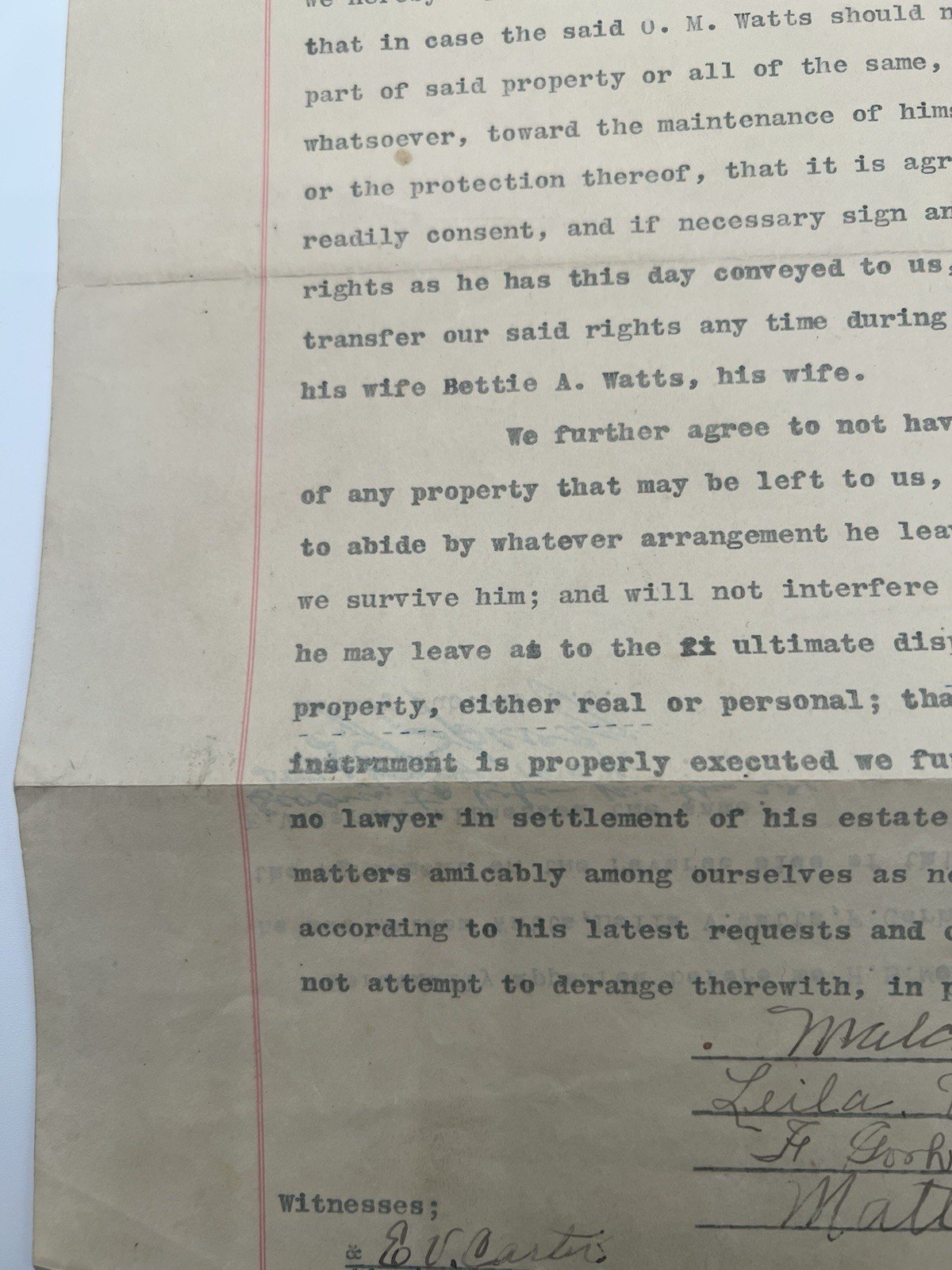 1924 Horry County SC Watts Family Estate Agreement Signed Malcolm Watts # 1141 photo 4