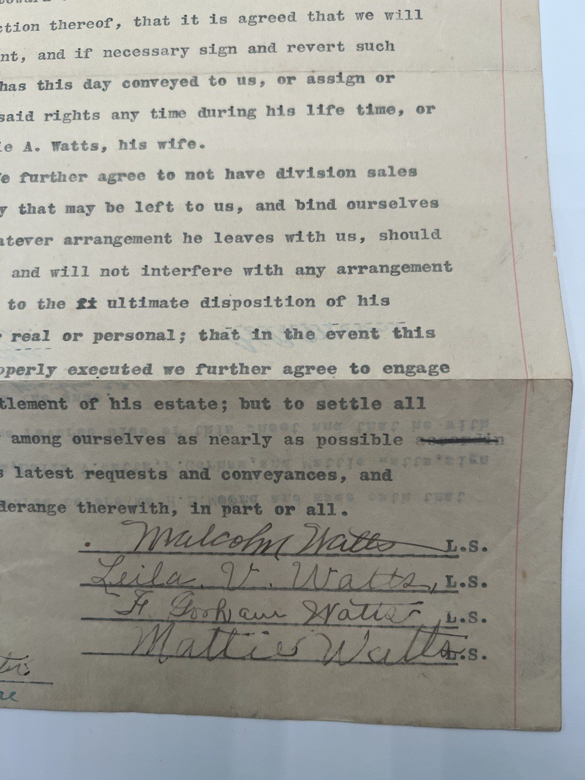 1924 Horry County SC Watts Family Estate Agreement Signed Malcolm Watts # 1141 photo 5