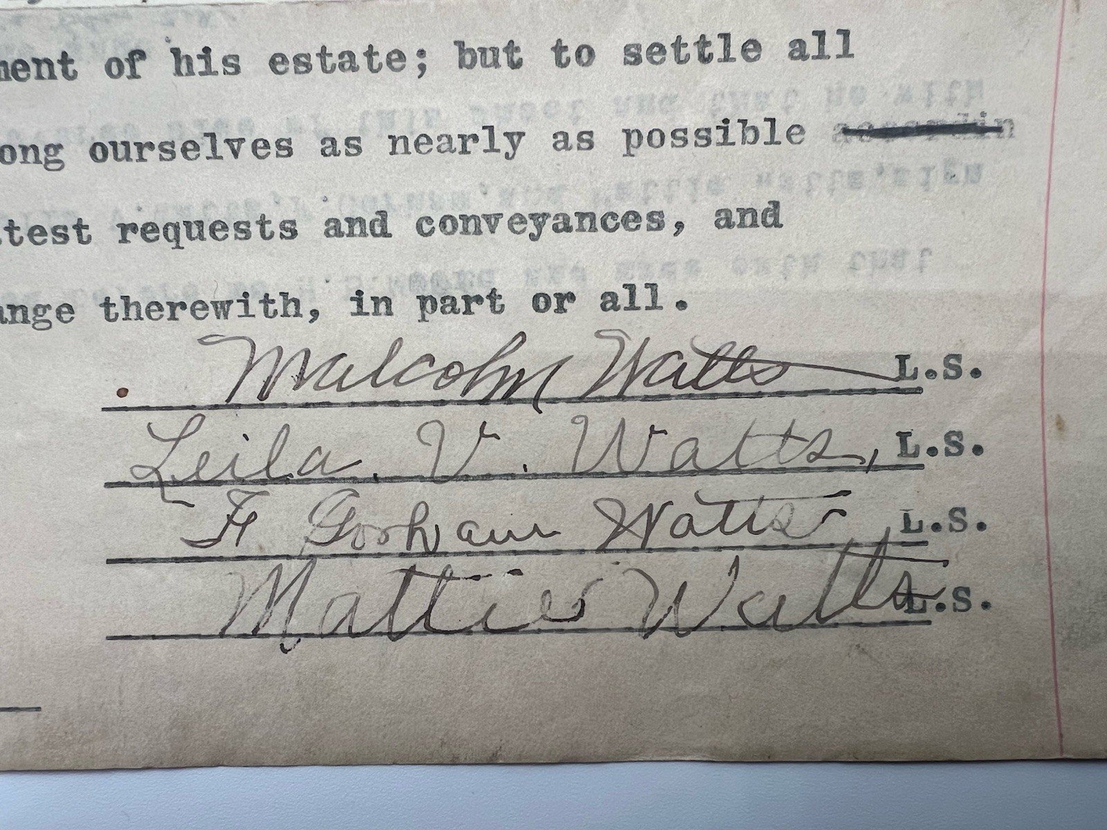 1924 Horry County SC Watts Family Estate Agreement Signed Malcolm Watts # 1141 photo 6
