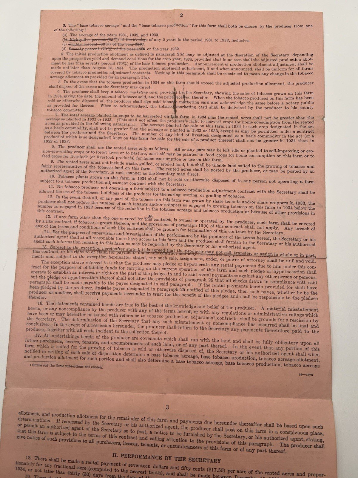 1933 USDA New Deal Tobacco Contract Douglas Doyle Horry County SC # 1142 photo 3