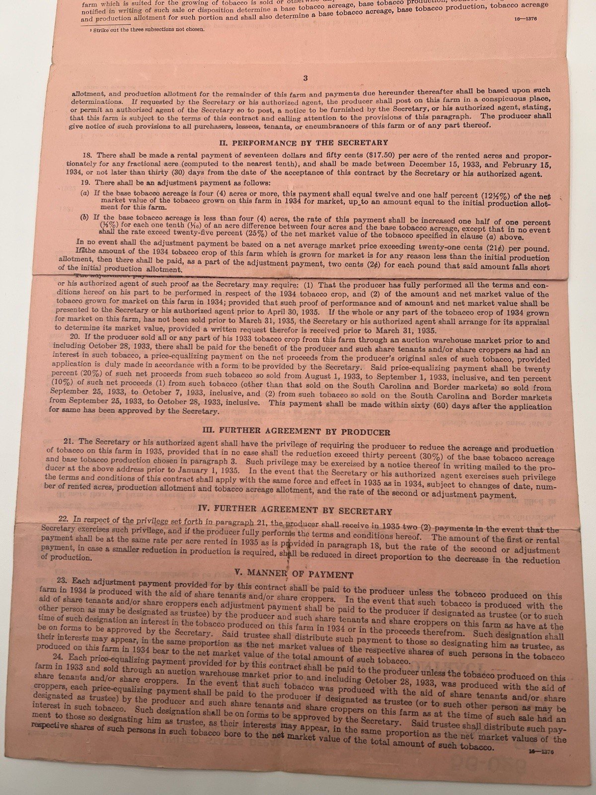 1933 USDA New Deal Tobacco Contract Douglas Doyle Horry County SC # 1142 photo 4