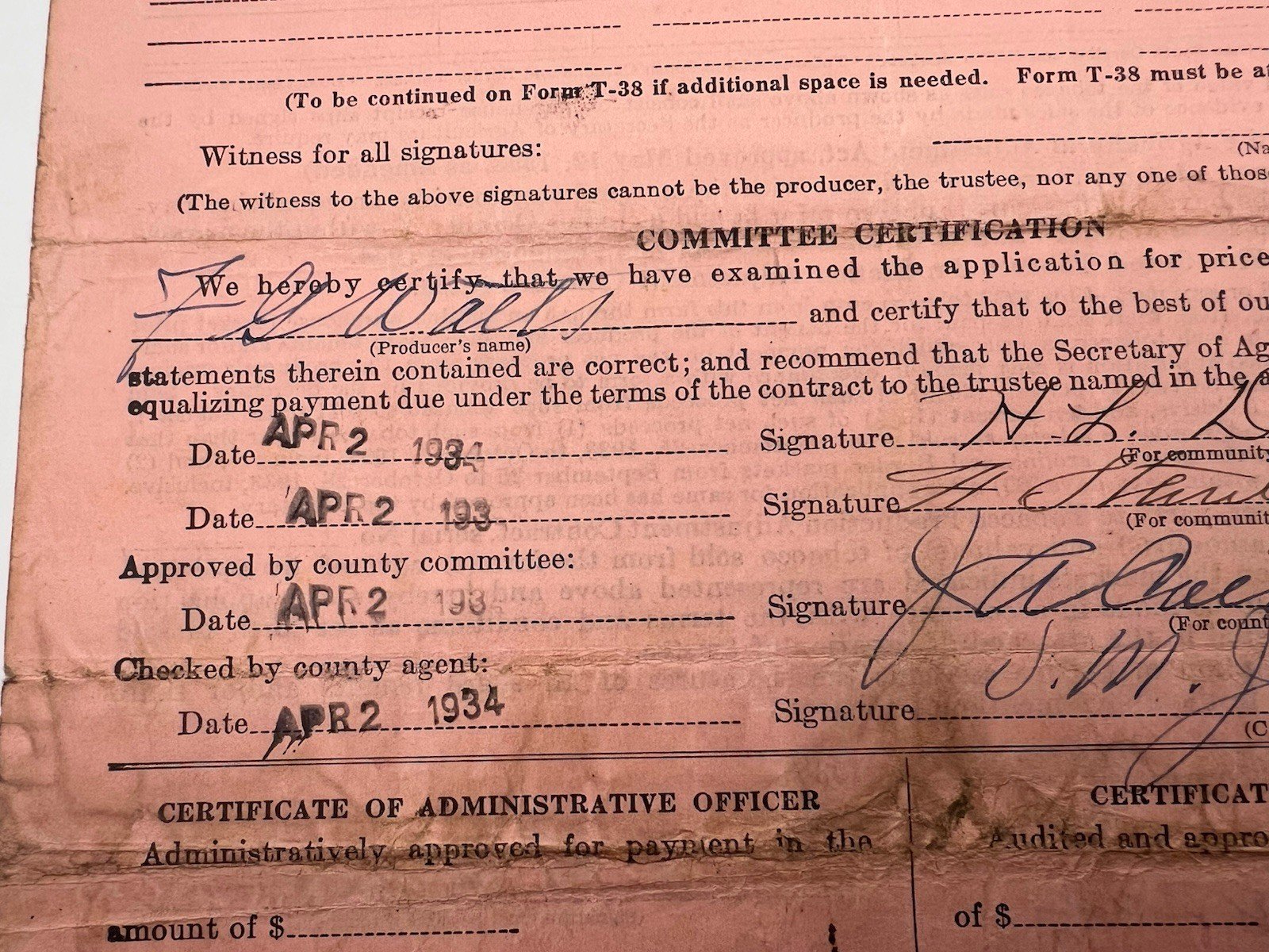 1934 New Deal Tobacco Payment F.G. Watts Horry County South Carolina # 1143 photo 9