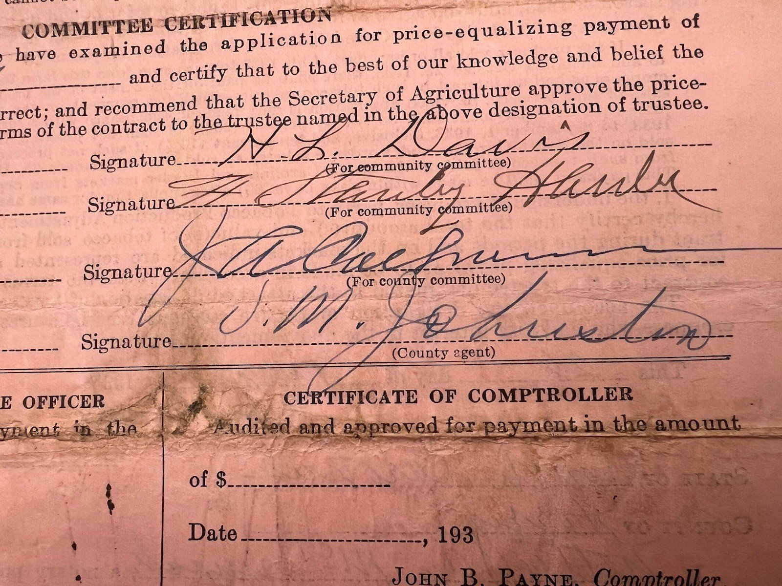 1934 New Deal Tobacco Payment F.G. Watts Horry County South Carolina # 1143 photo 10