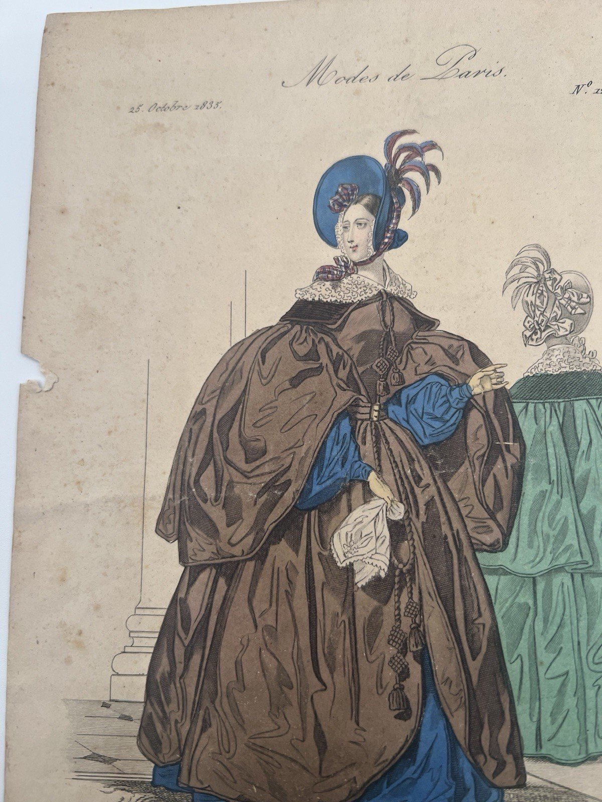 1835 Modes de Paris Hand-Colored Fashion Plate No. 1201. # 1144 photo 2