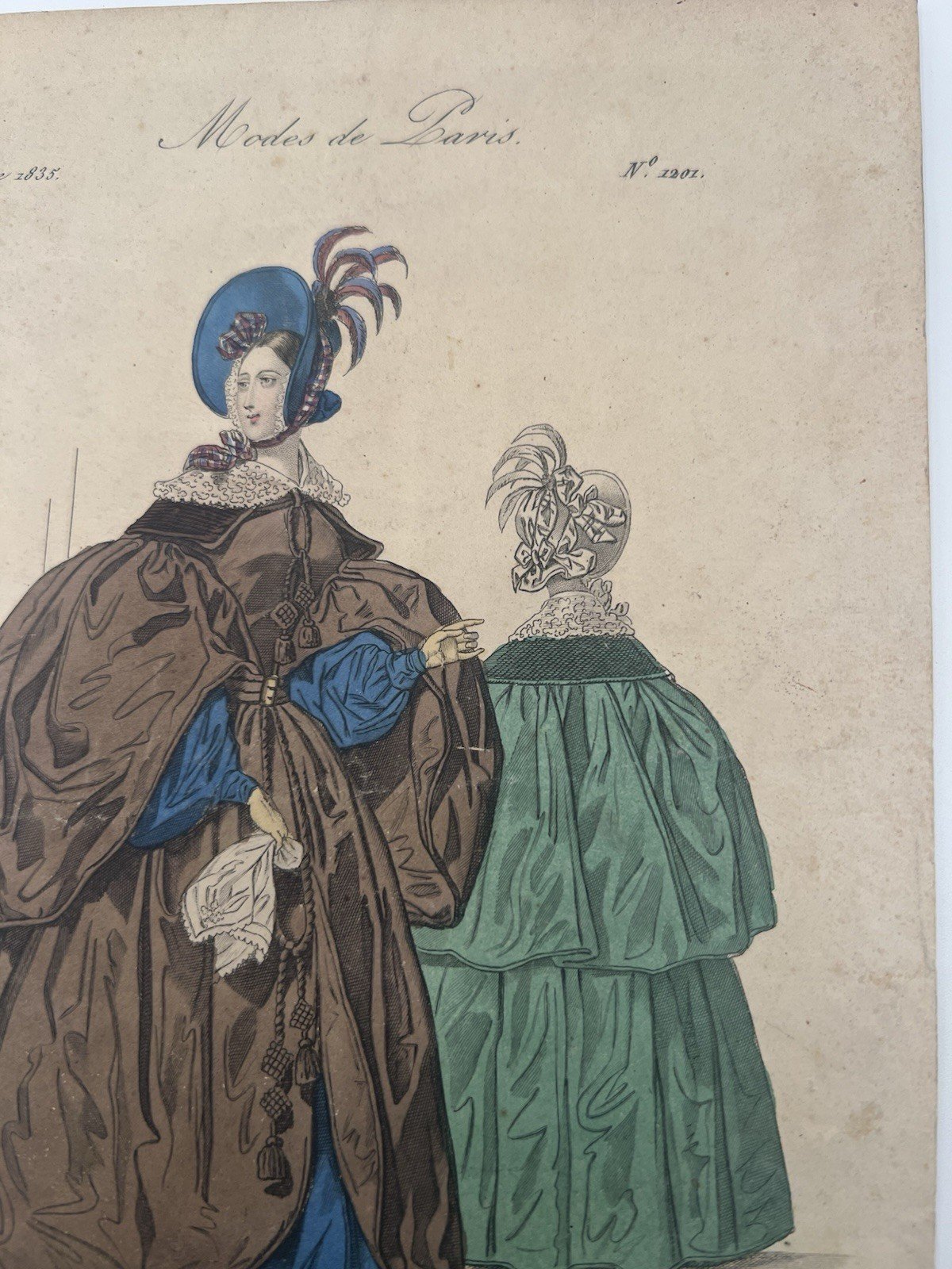 1835 Modes de Paris Hand-Colored Fashion Plate No. 1201. # 1144 photo 3