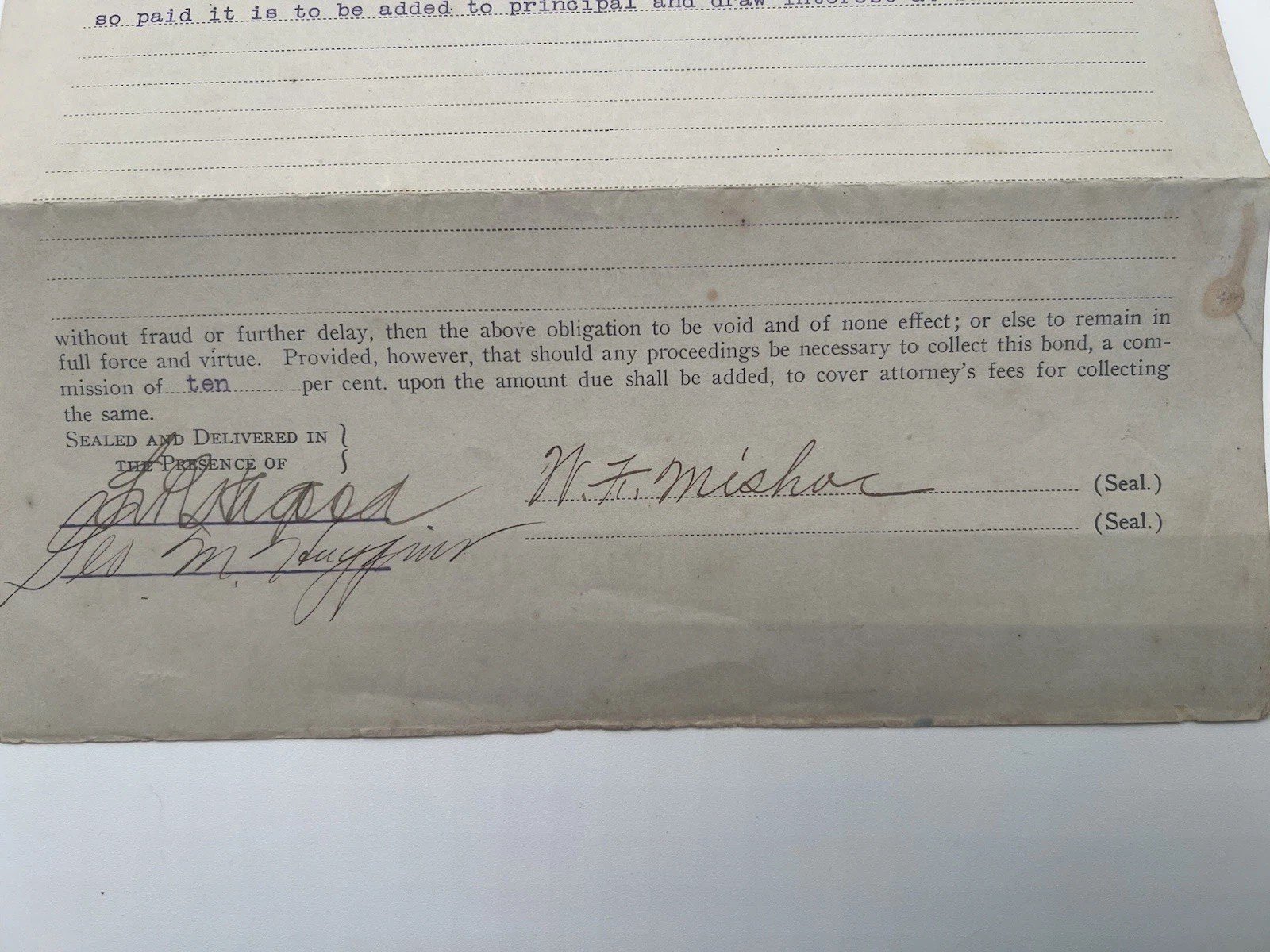 1911 Horry County SC $1,362 Debt Bond W.F. Mishoe Geo. J. Holliday # 1147 photo 4