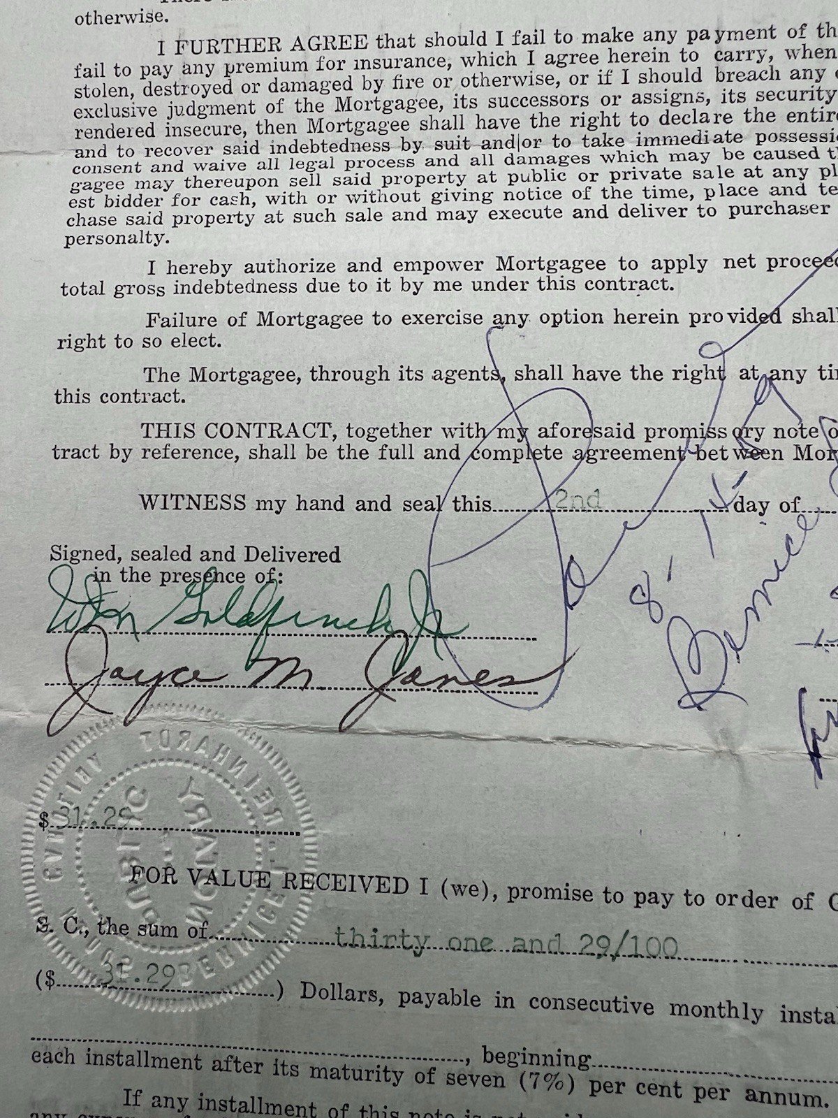 1958 Horry County SC Furniture Lease Box Heater Goldfinch Watts Paid # 1148 photo 4
