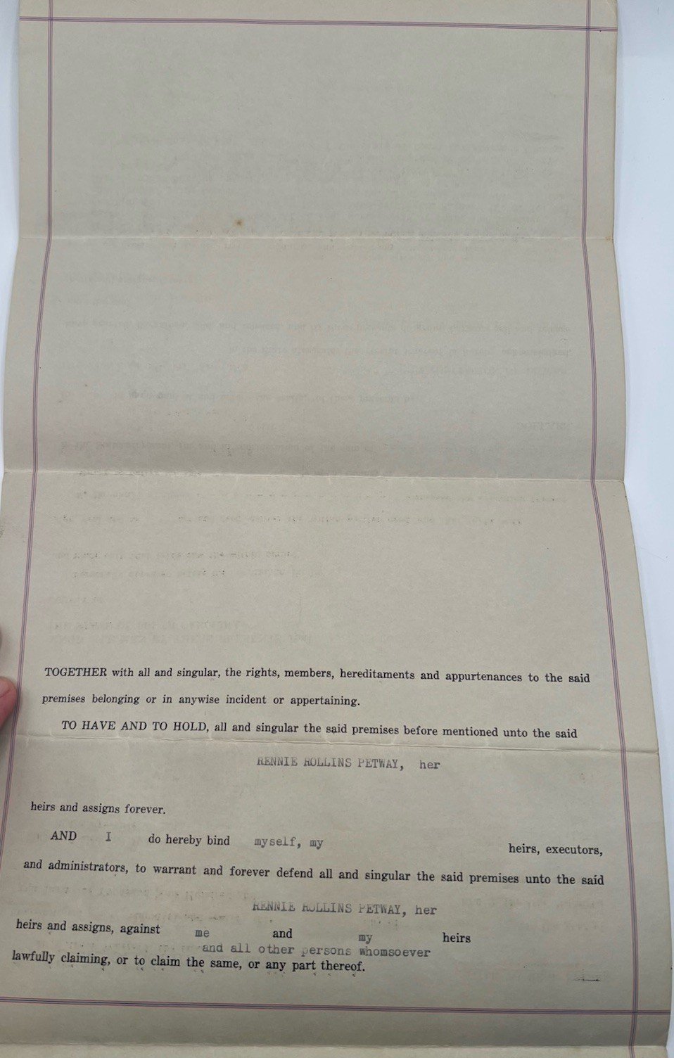 1942 Florence County SC Real Estate Deed Leah Townsend Petway Stamps # 1149 photo 6