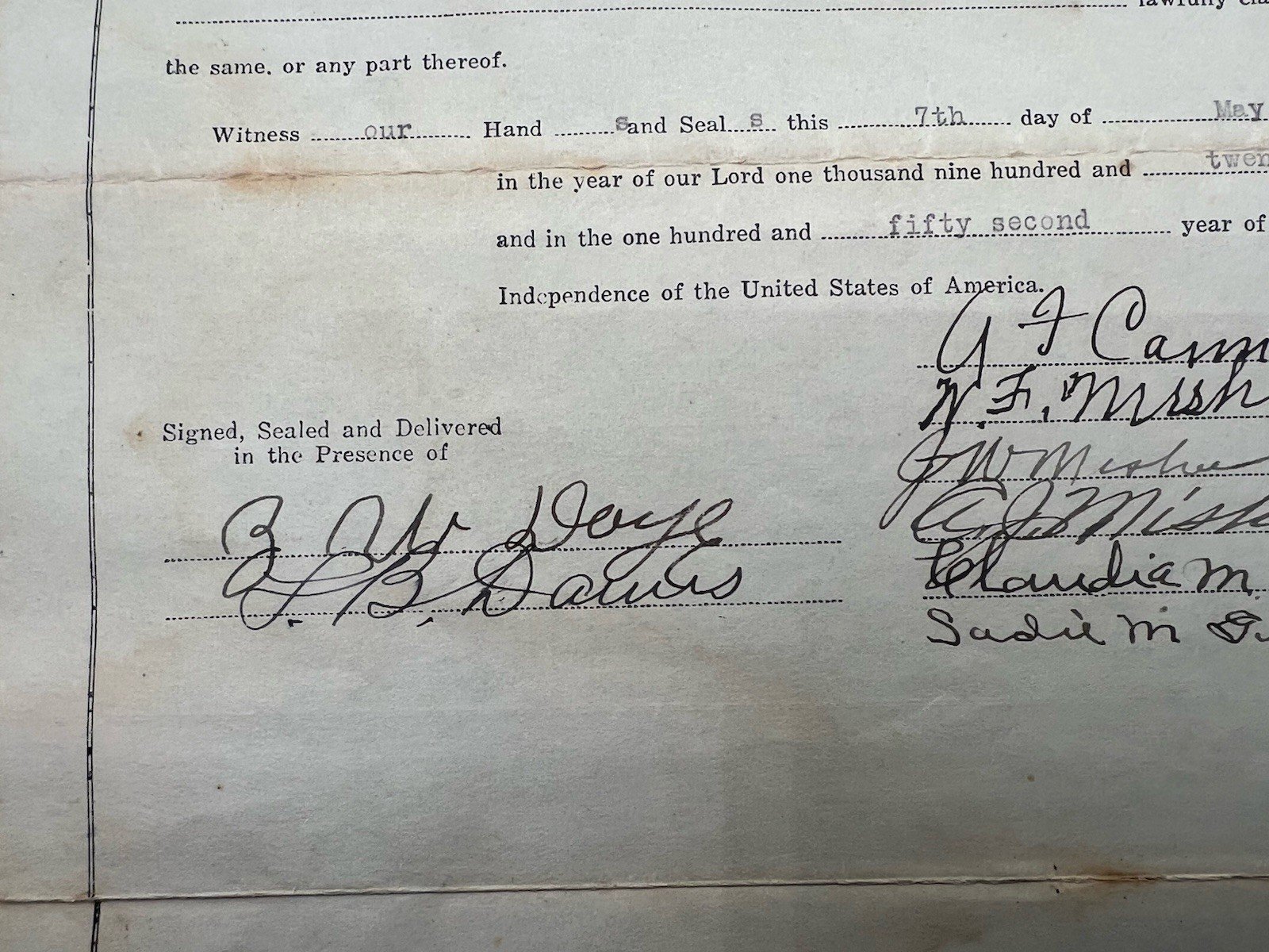 1928 Horry County SC Deed M.F. Mishoe to Ella Watts 80 Acre Tract # 1156 photo 3