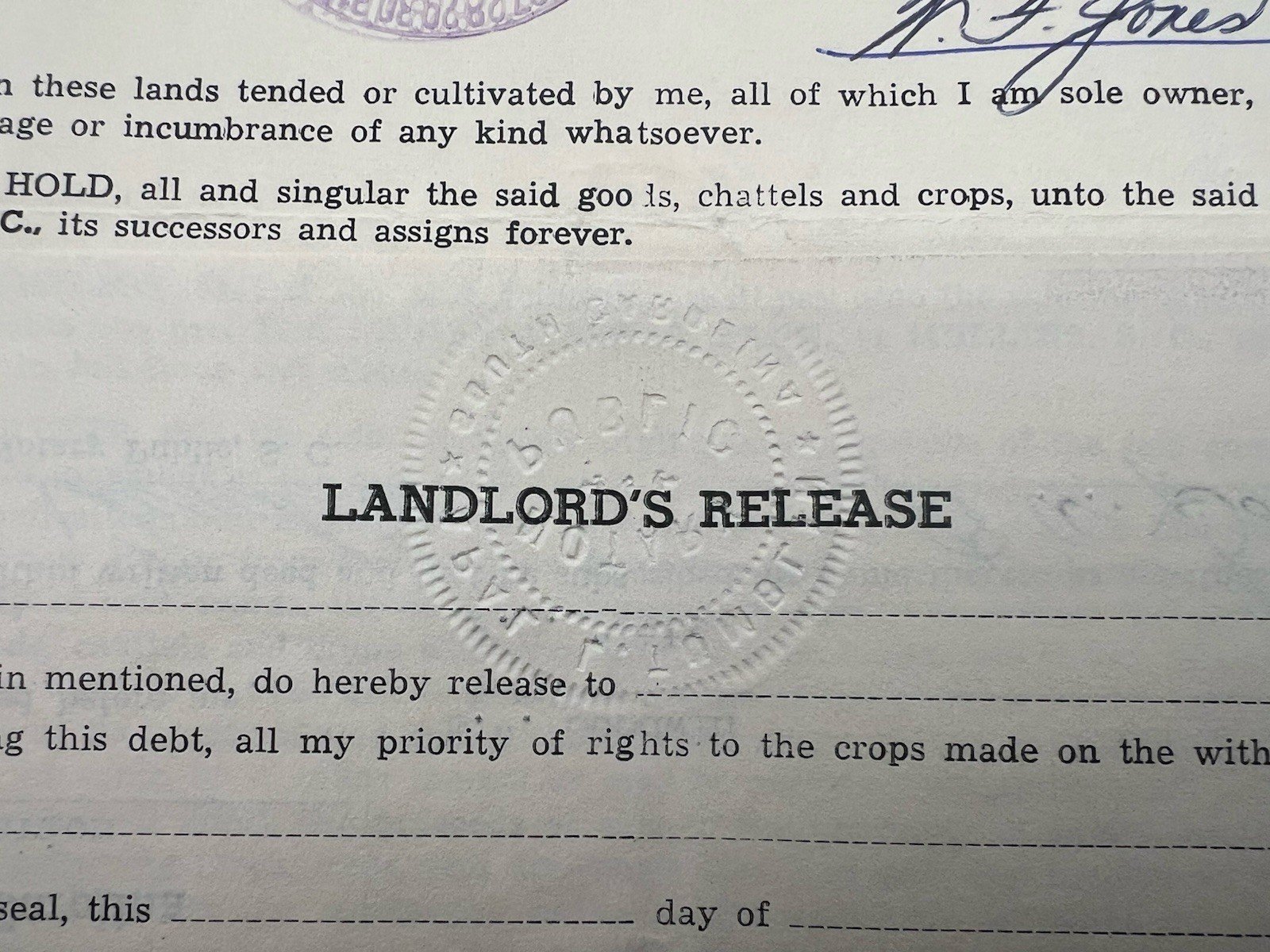 1959 Horry County SC Chattel Crop Mortgage Davis Bank F.G. Watts # 1159 photo 4