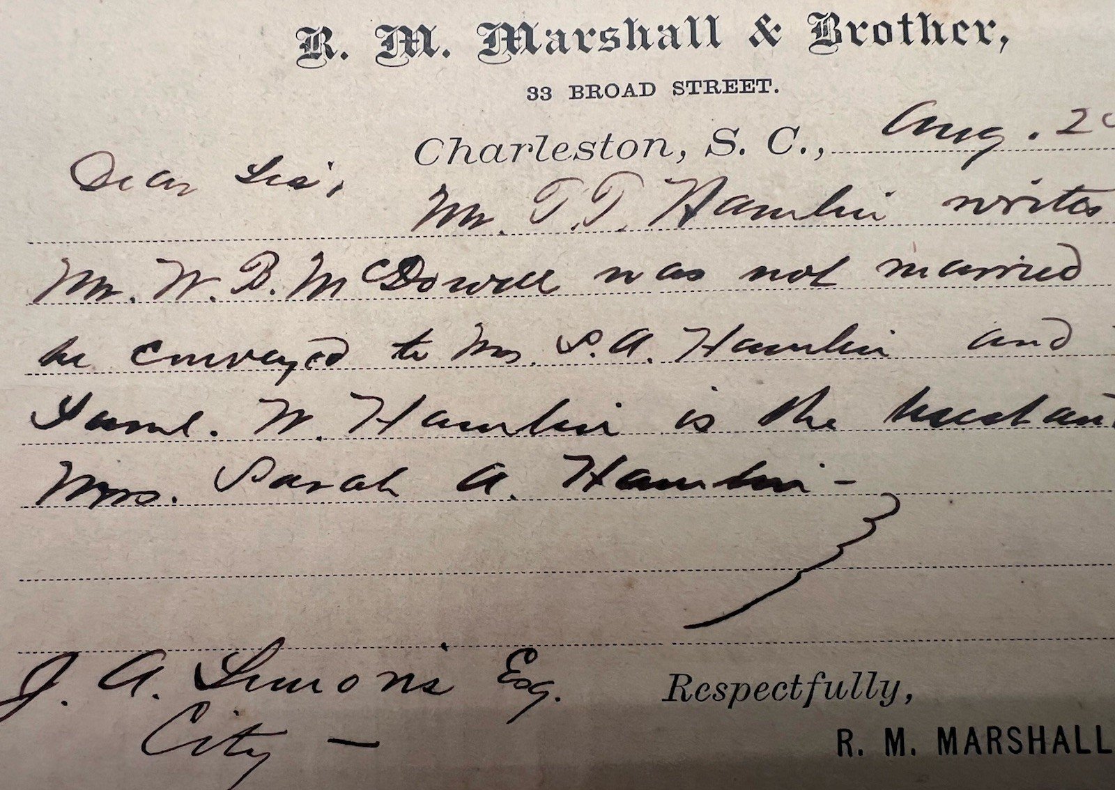 1890 Charleston SC R.M. Marshall Legal Postal Card Jefferson UX9 # 1160 photo 6