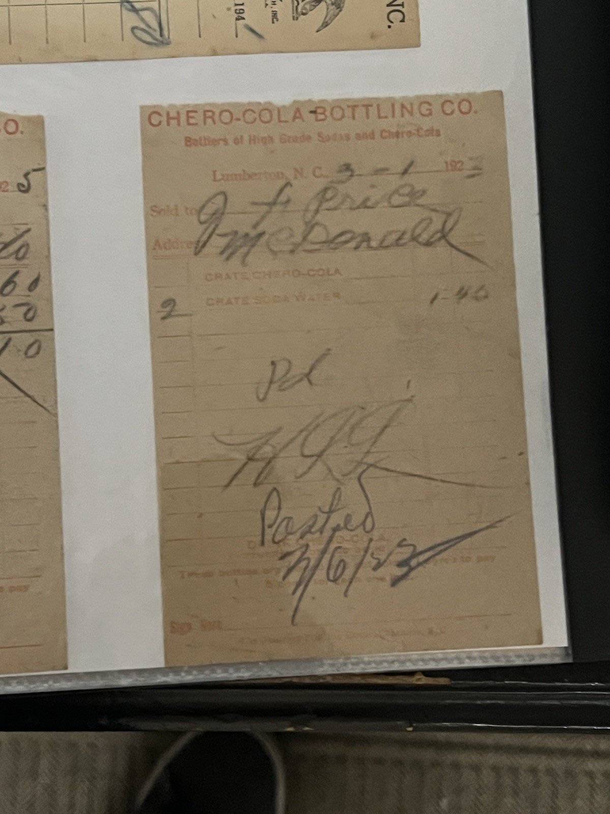 1923-41 Chero-Cola Nu-Icy Budweiser Bottling Receipts Lumberton NC Lot 6  # 1165 photo 5