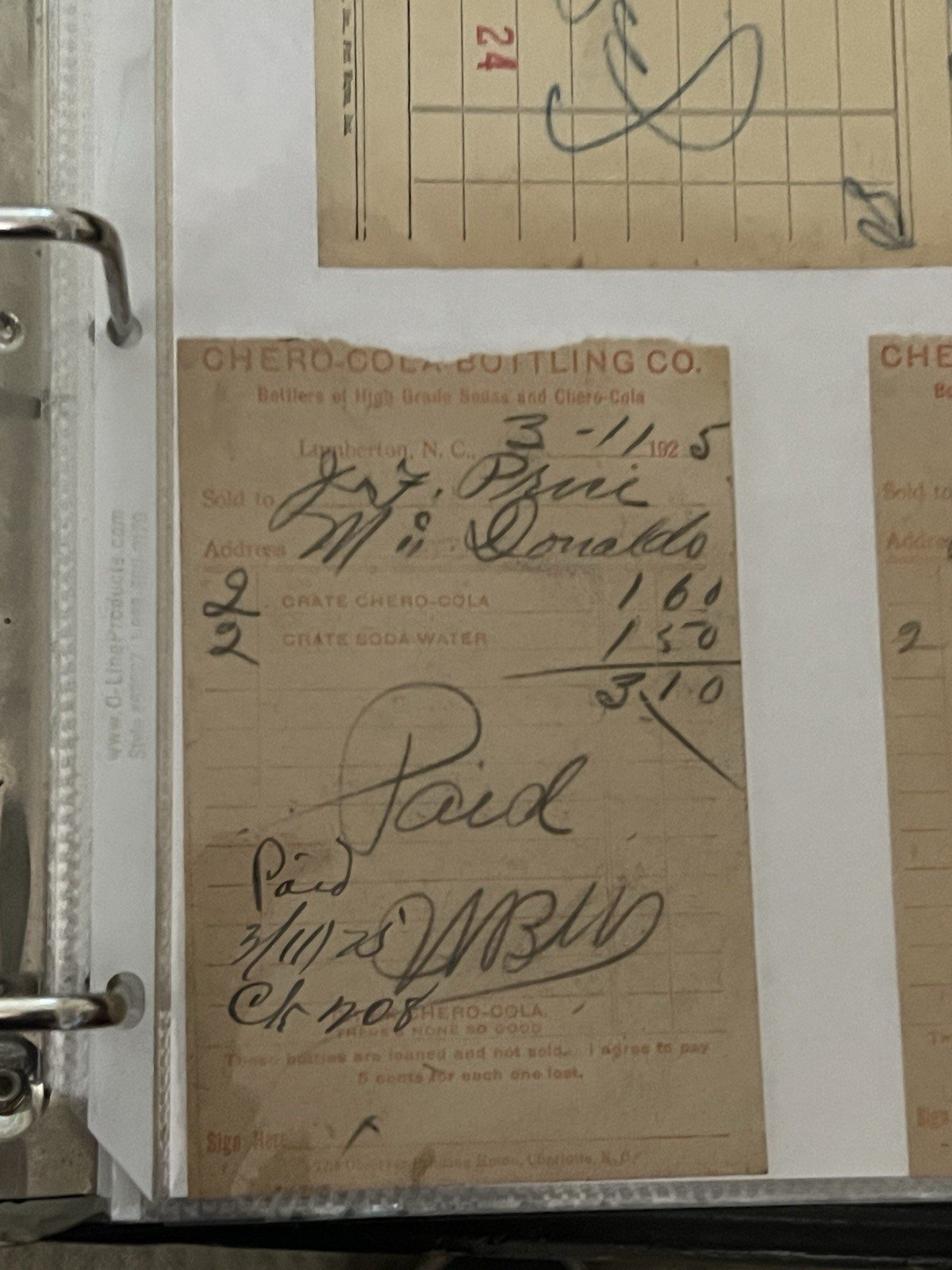 1923-41 Chero-Cola Nu-Icy Budweiser Bottling Receipts Lumberton NC Lot 6  # 1165 photo 6