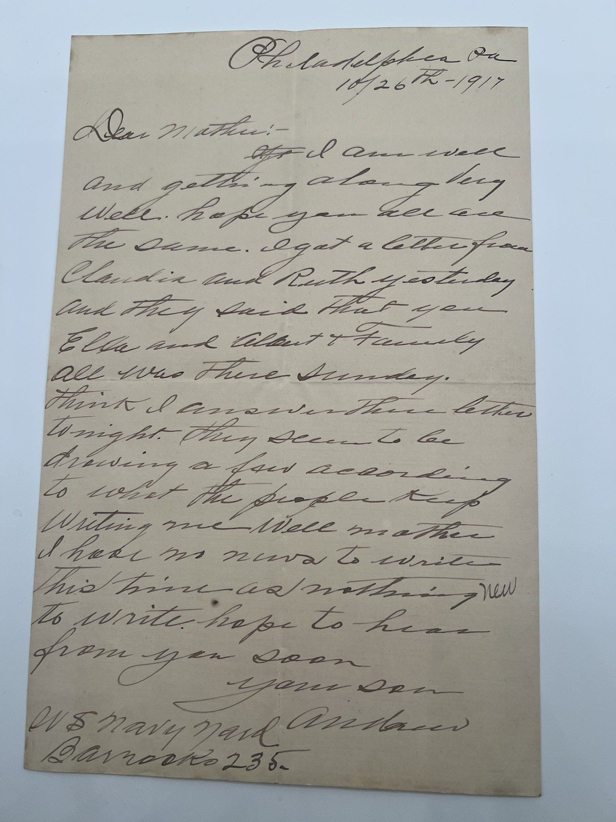 1917 WWI U.S. Navy Yard Letter 2nd Liberty Loan Slogan Cover Philadelphia #1170