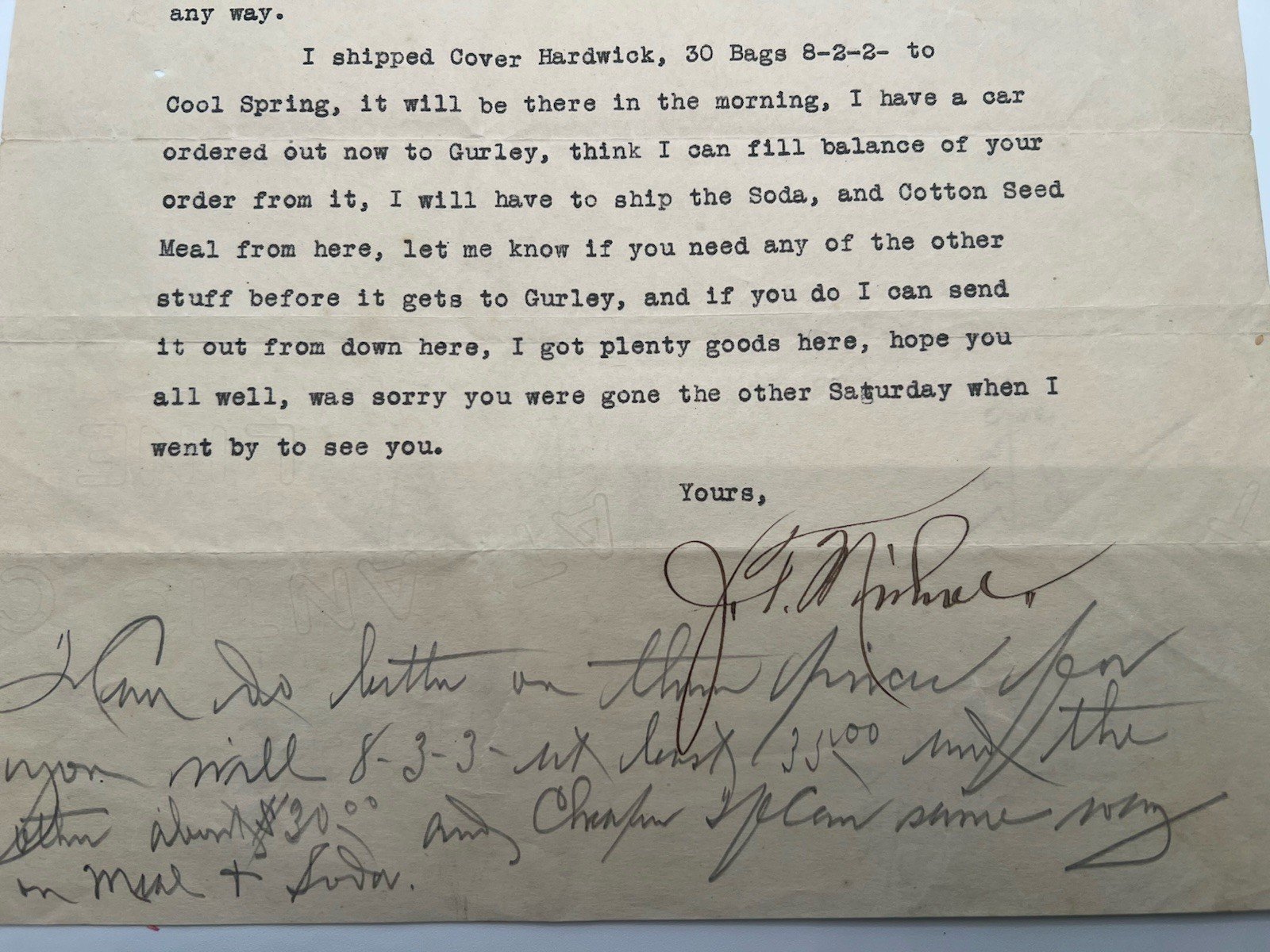 1921 Atlantic Coast Line Railroad Letter Fertilizer Shipment Conway SC # 1172 photo 3