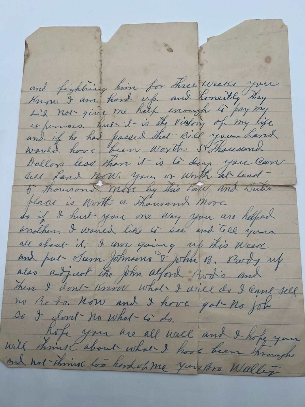 1921 Conway SC Stock Law & State Senate Letter Signed Walter # 1173 photo 2